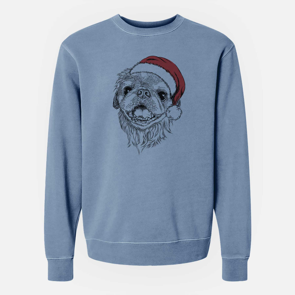 Santa Wally the Pekingese - Unisex Pigment Dyed Crew Sweatshirt