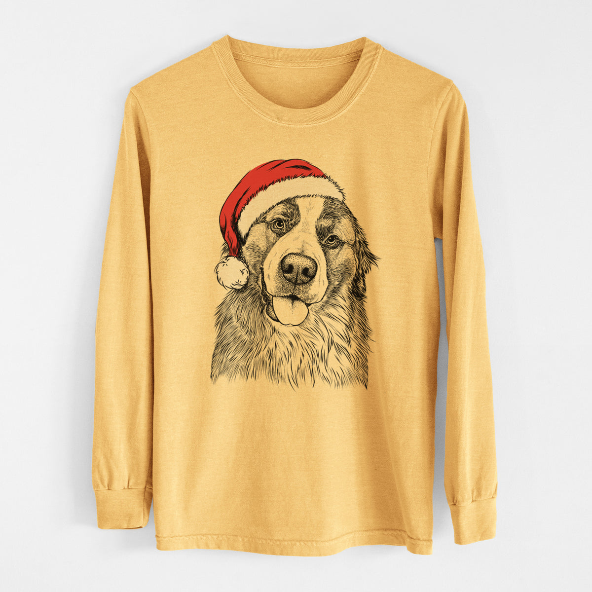 Santa Walter the Bernese Mountain Dog Mix - Heavyweight 100% Cotton Long Sleeve