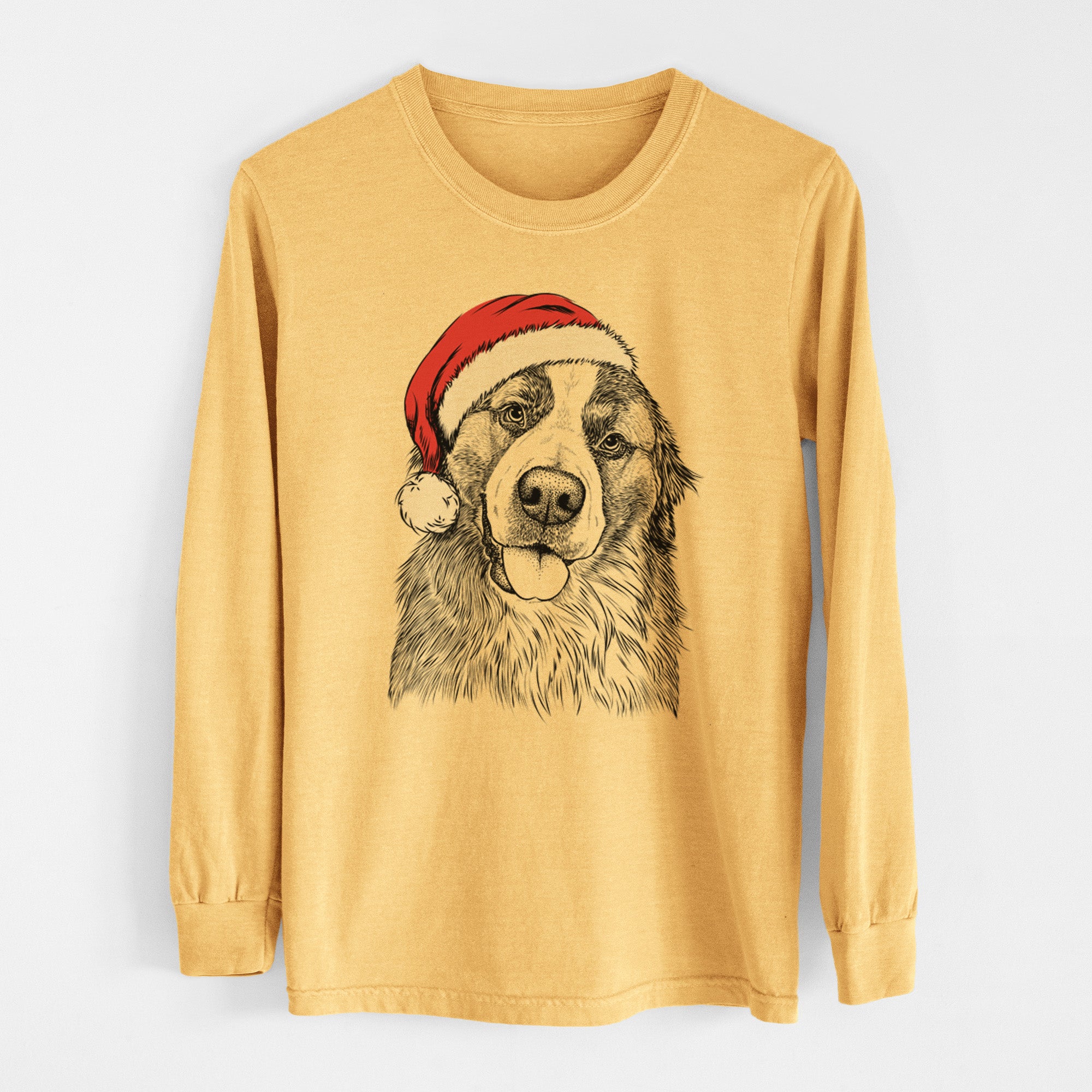 Santa Walter the Bernese Mountain Dog Mix - Heavyweight 100% Cotton Long Sleeve