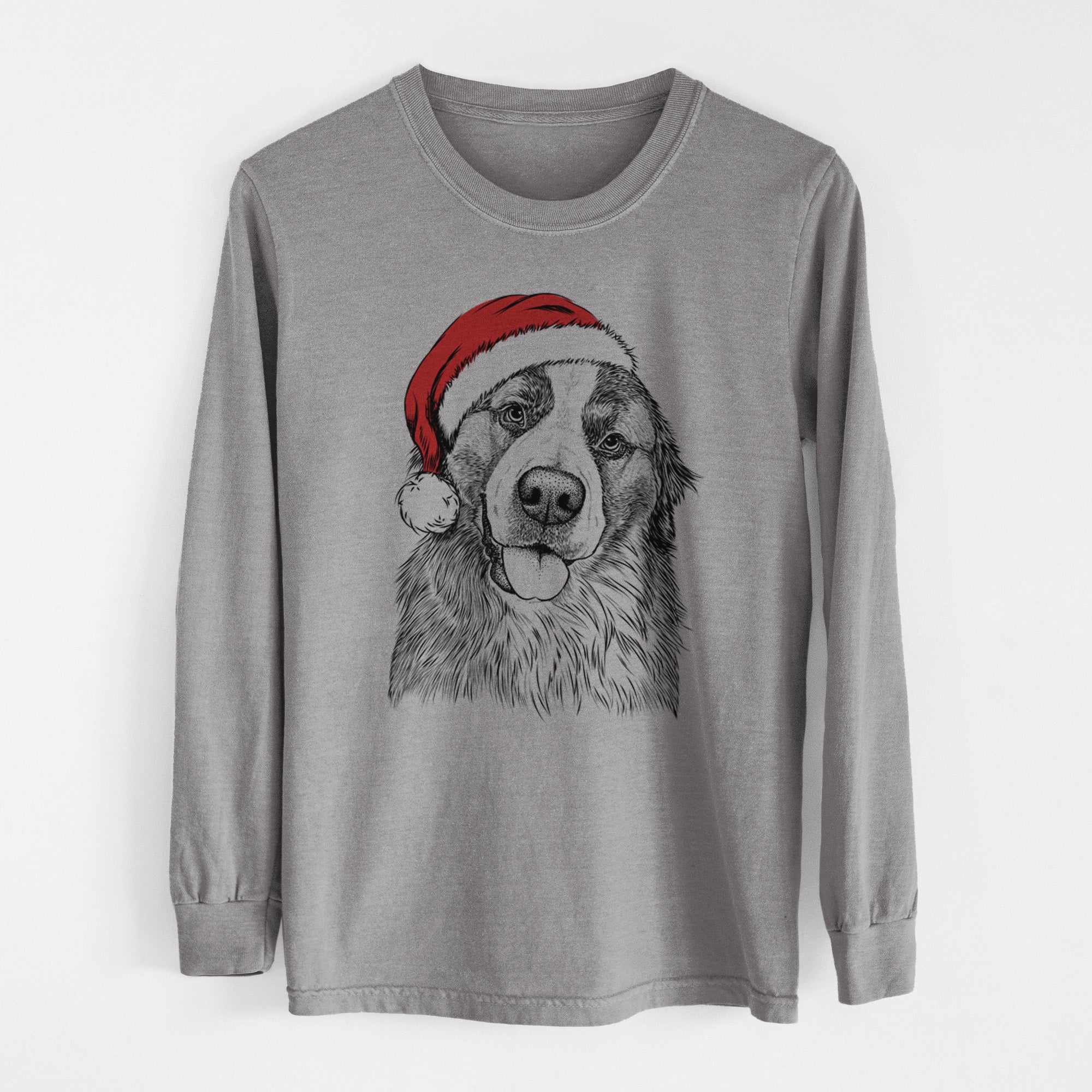 Santa Walter the Bernese Mountain Dog Mix - Heavyweight 100% Cotton Long Sleeve