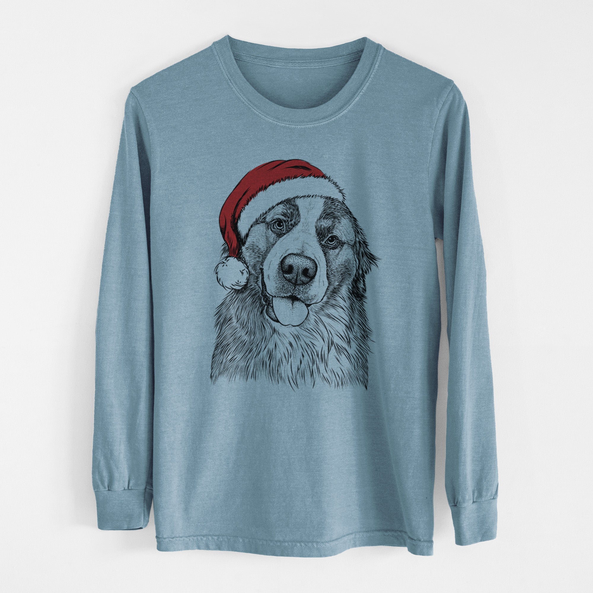 Santa Walter the Bernese Mountain Dog Mix - Heavyweight 100% Cotton Long Sleeve