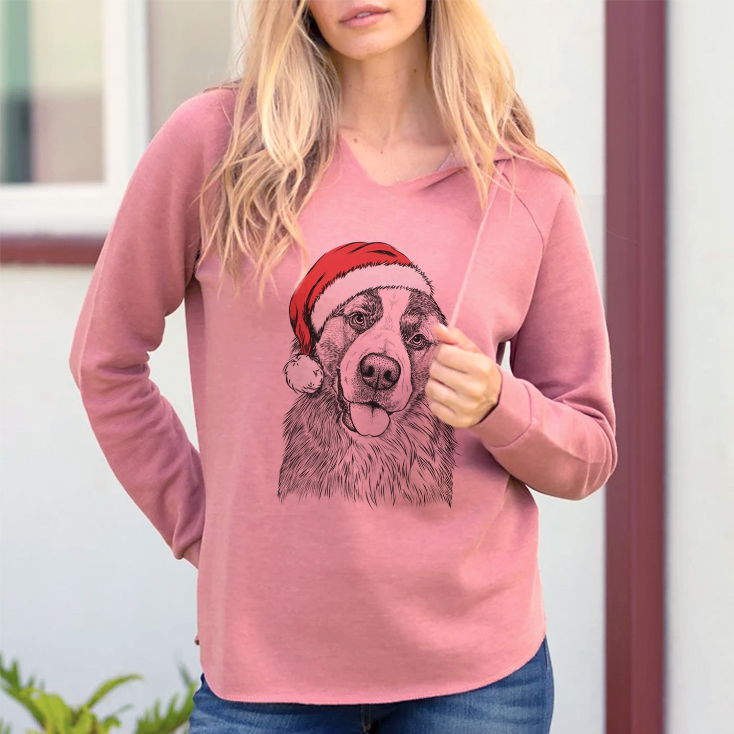 Santa Walter the Bernese Mountain Dog Mix - Cali Wave Hooded Sweatshirt