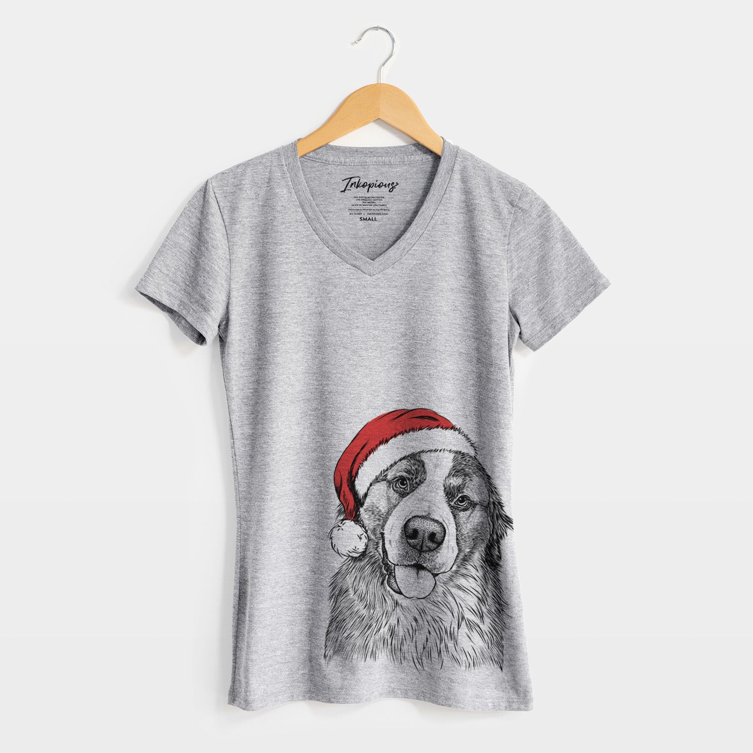 Santa Walter the Bernese Mountain Dog Mix - Women's Perfect V-neck Shirt