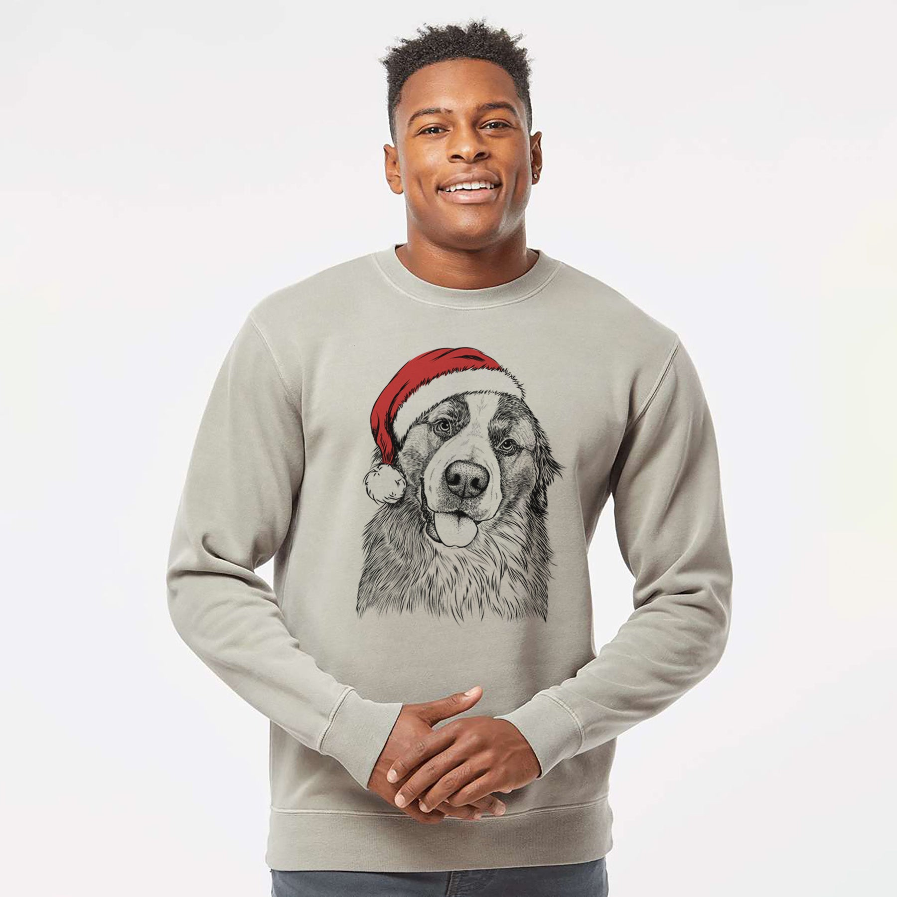 Santa Walter the Bernese Mountain Dog Mix - Unisex Pigment Dyed Crew Sweatshirt