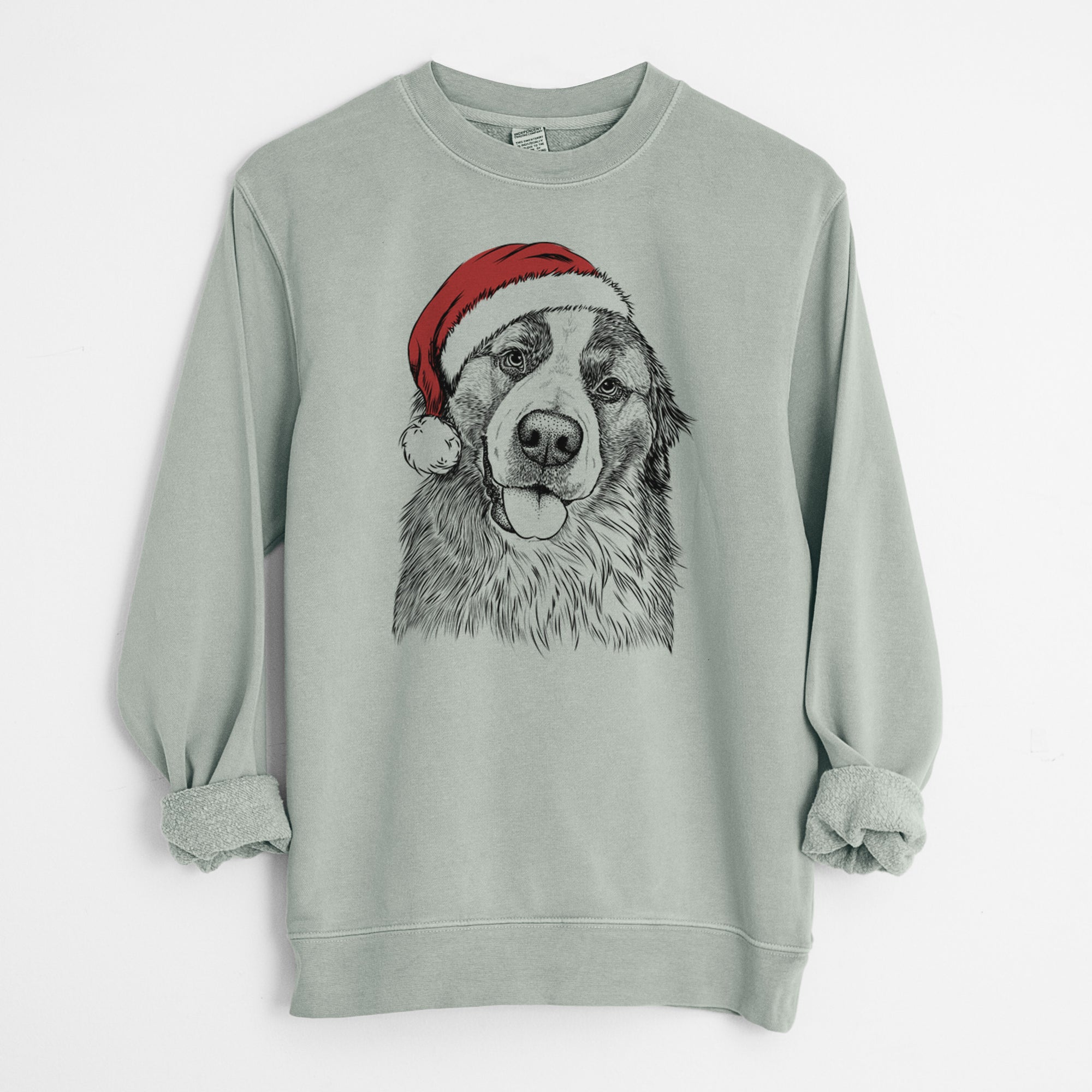 Santa Walter the Bernese Mountain Dog Mix - Unisex Pigment Dyed Crew Sweatshirt