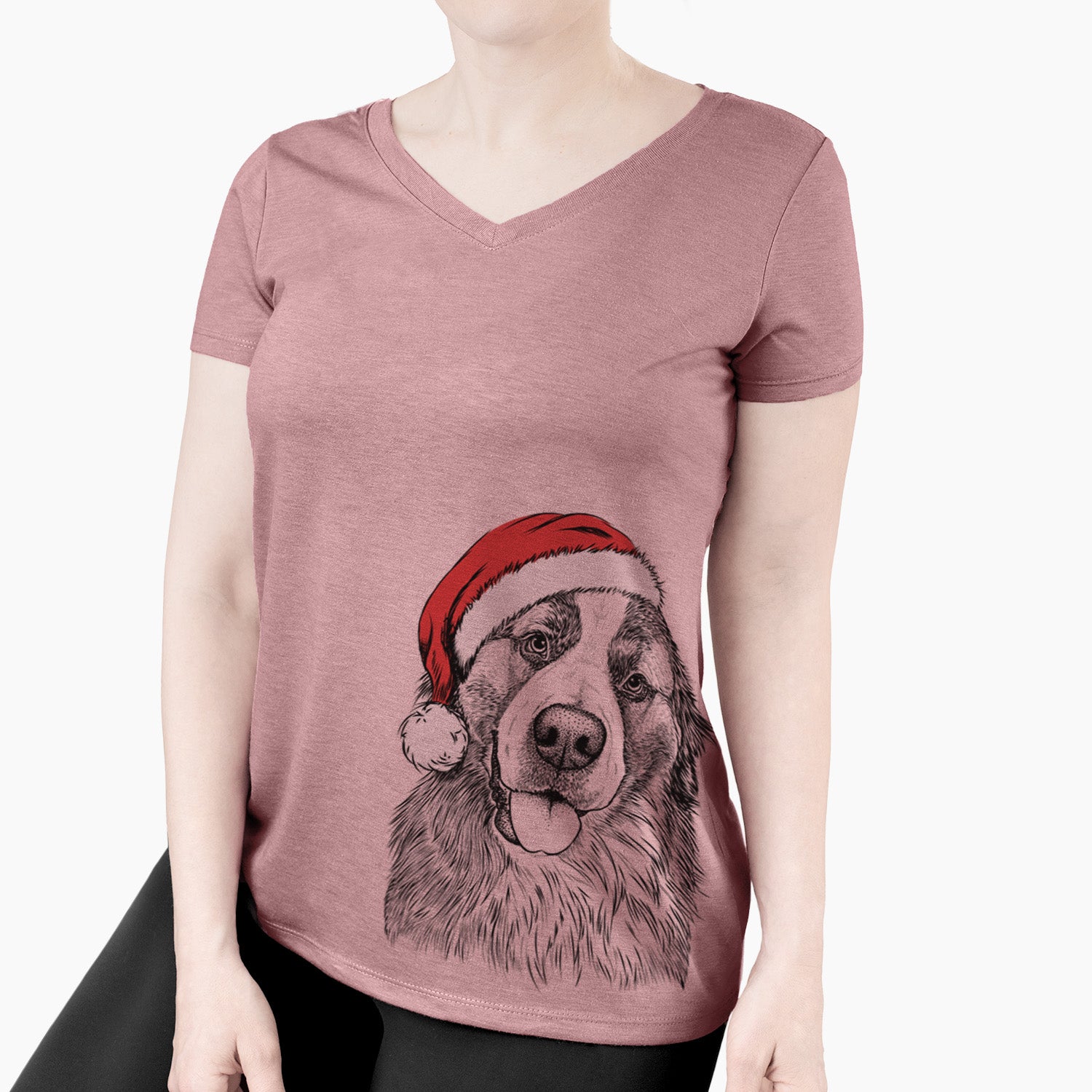 Santa Walter the Bernese Mountain Dog Mix - Women's Perfect V-neck Shirt