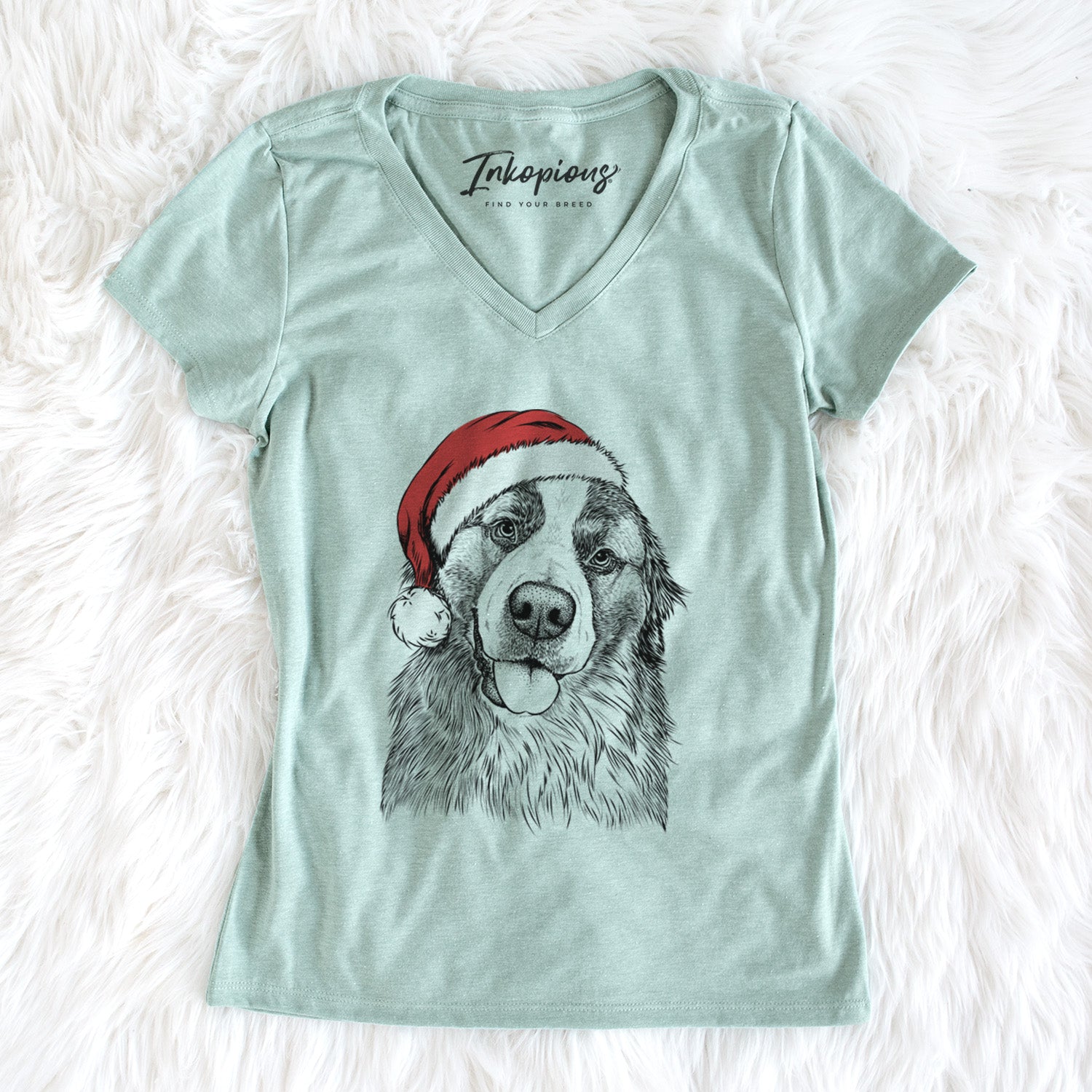 Santa Walter the Bernese Mountain Dog Mix - Women's Perfect V-neck Shirt