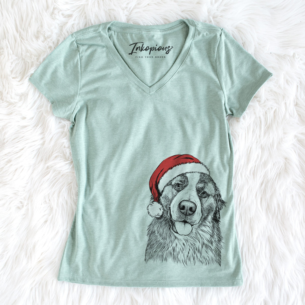 Santa Walter the Bernese Mountain Dog Mix - Women&#39;s Perfect V-neck Shirt