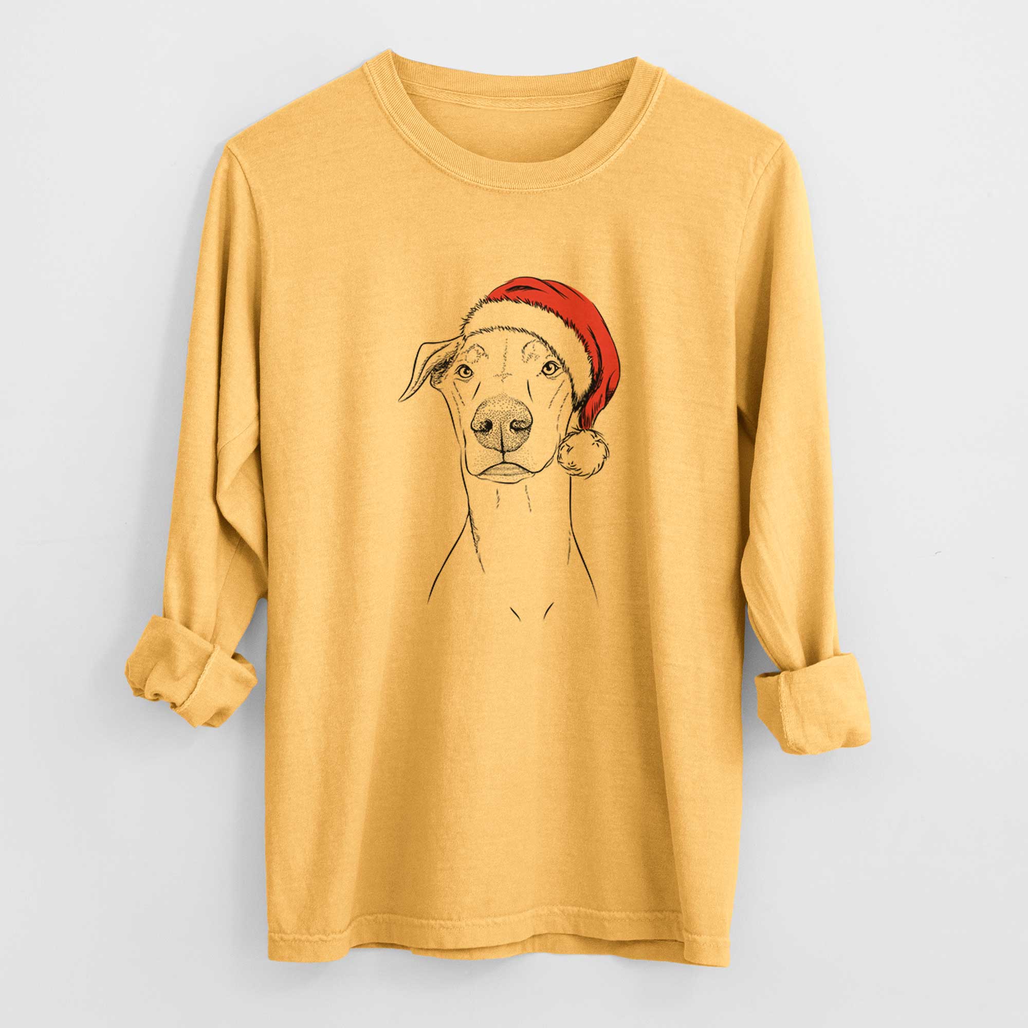 Santa Walter the White Doberman Rescue - Heavyweight 100% Cotton Long Sleeve