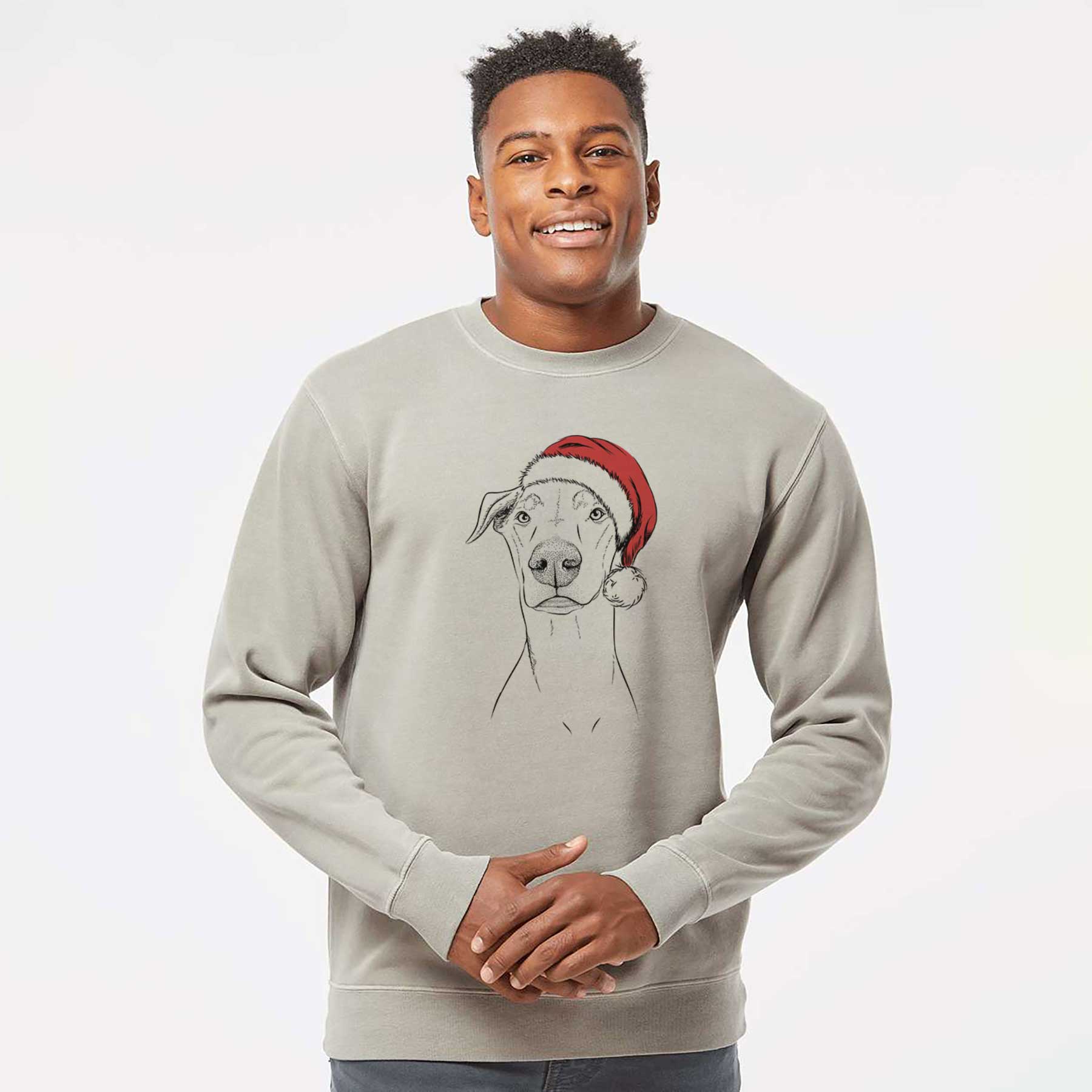 Santa Walter the White Doberman Rescue - Unisex Pigment Dyed Crew Sweatshirt