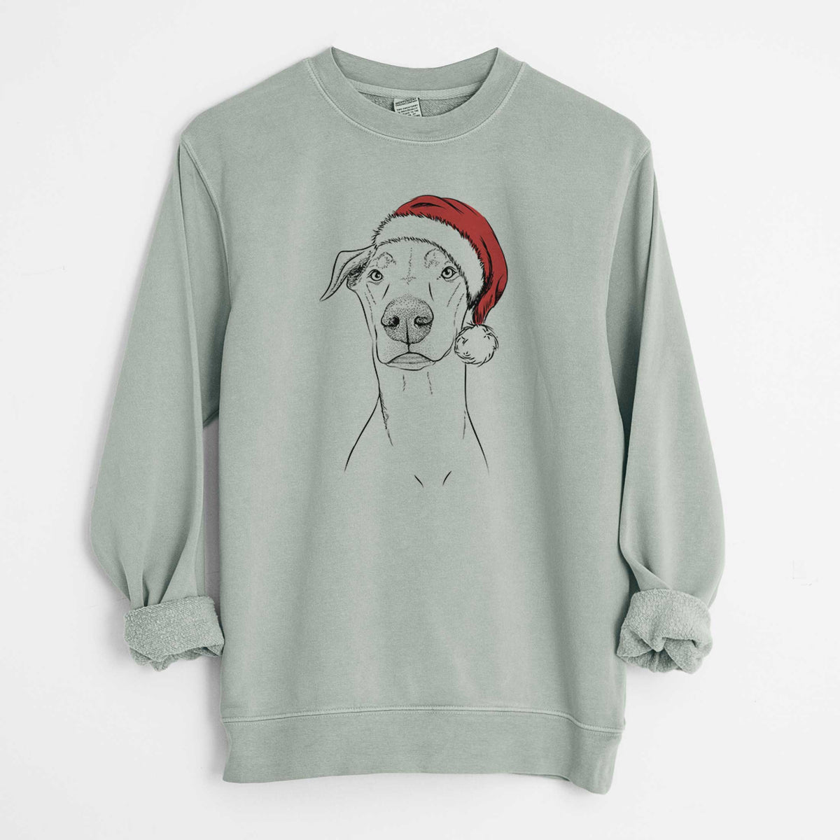 Santa Walter the White Doberman Rescue - Unisex Pigment Dyed Crew Sweatshirt