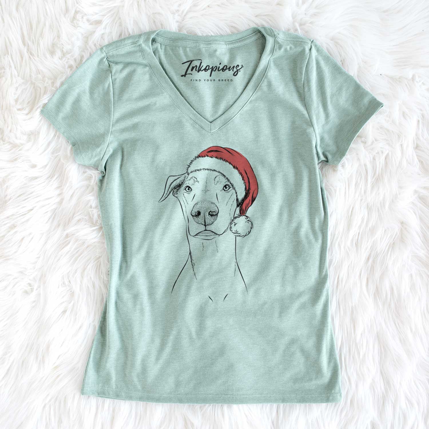 Santa Walter the White Doberman Rescue - Women's V-neck Shirt