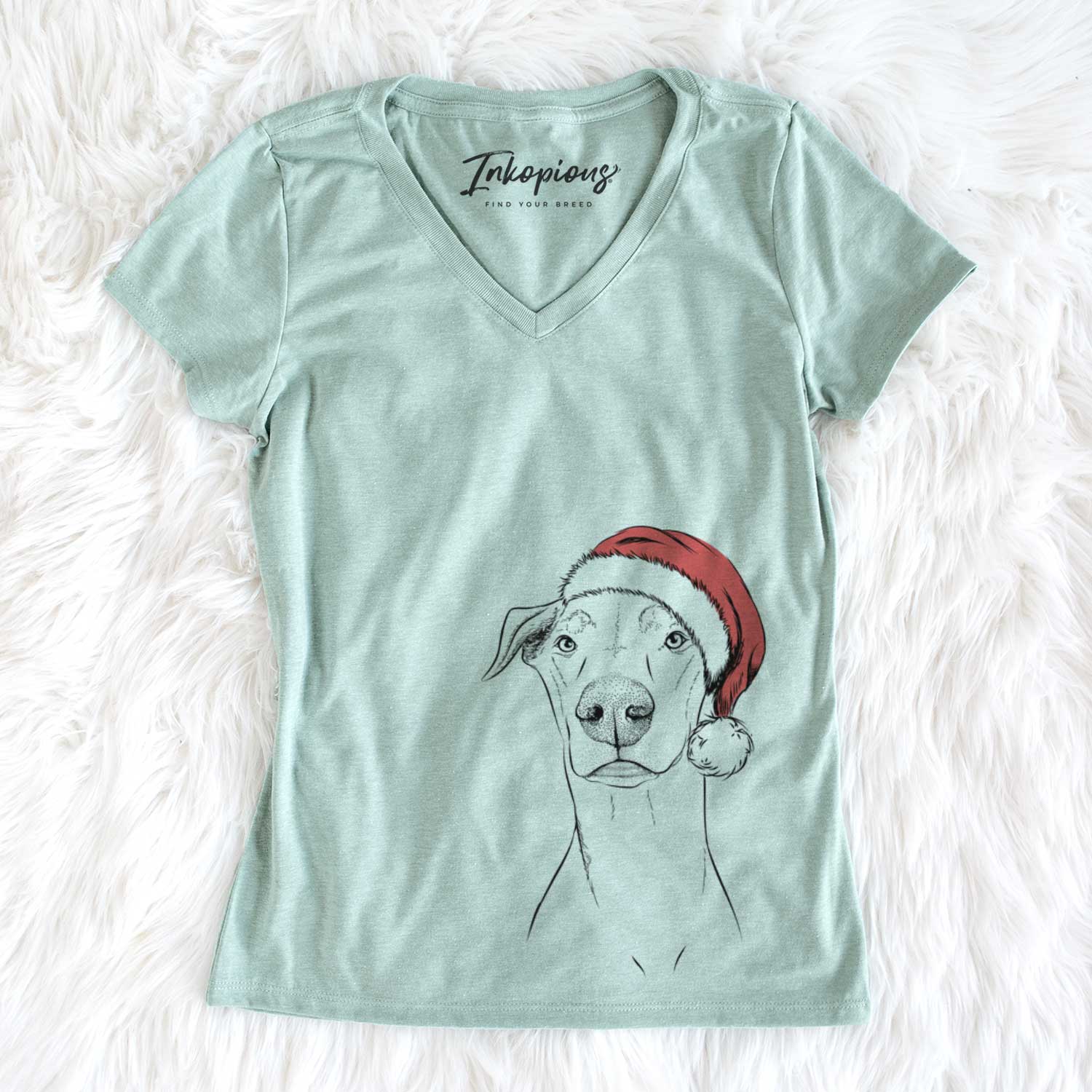 Santa Walter the White Doberman Rescue - Women's V-neck Shirt