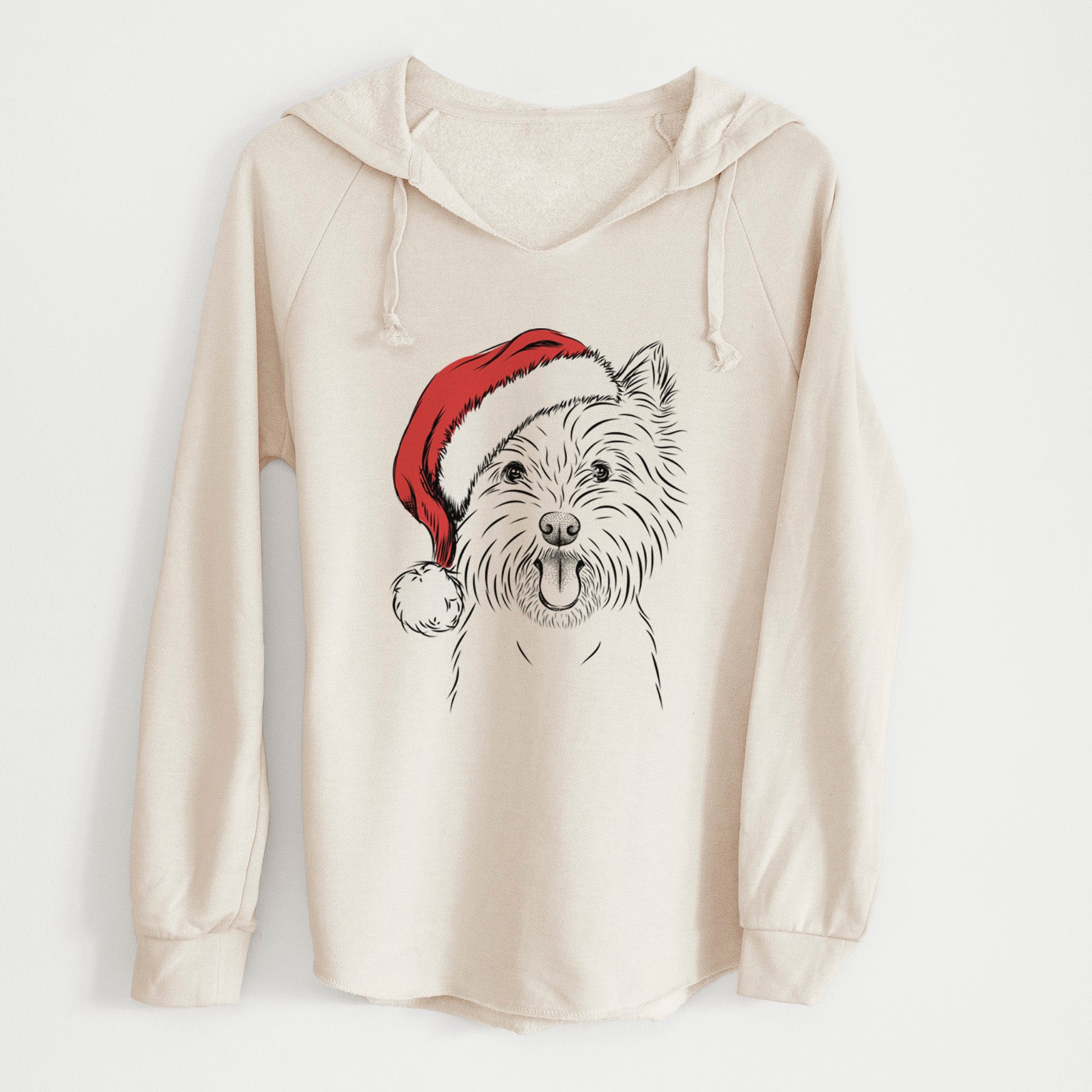 Santa Welma the West Highland Terrier - Cali Wave Hooded Sweatshirt