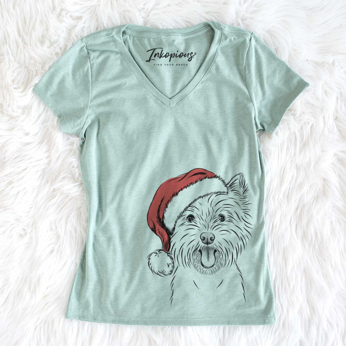 Santa Welma the West Highland Terrier - Women&#39;s V-neck Shirt