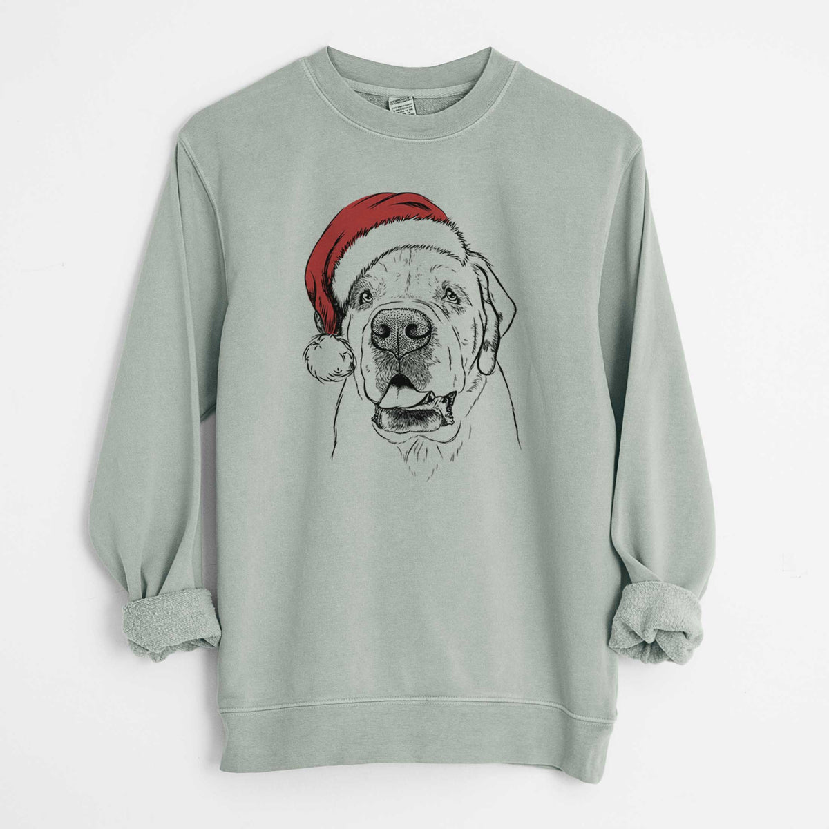 Santa Wendy the Saint Bernard - Unisex Pigment Dyed Crew Sweatshirt