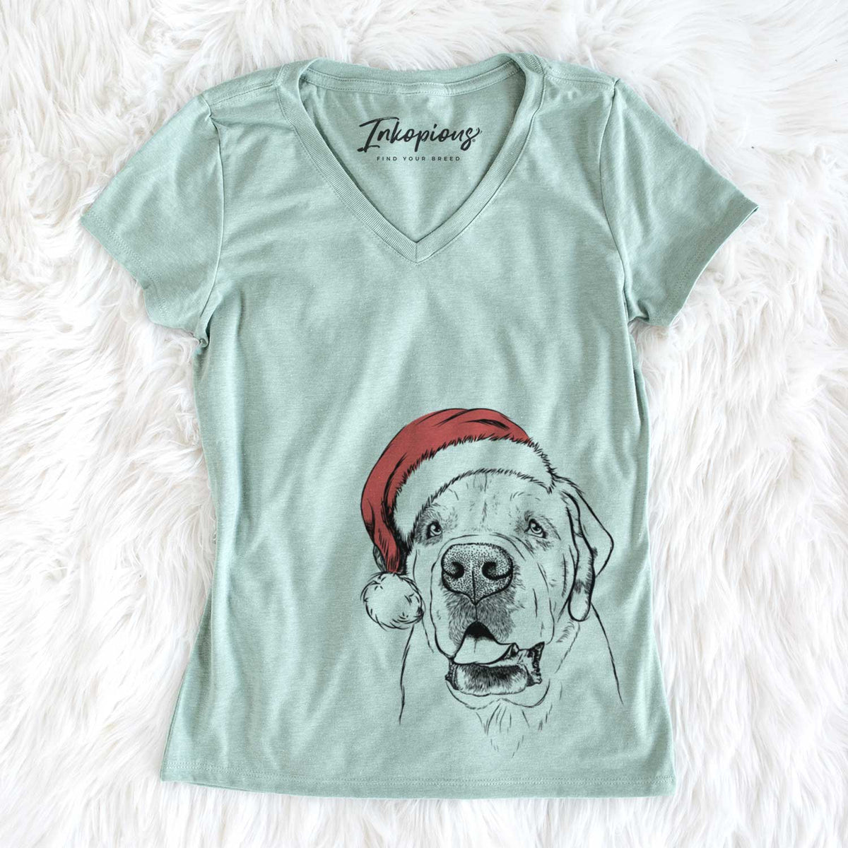 Santa Wendy the Saint Bernard - Women&#39;s V-neck Shirt