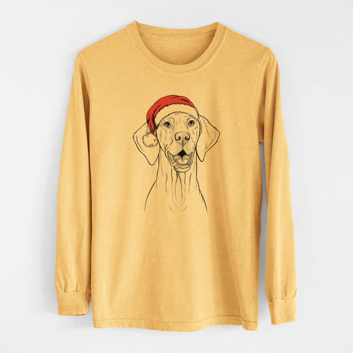 Santa Wesley the Vizsla - Heavyweight 100% Cotton Long Sleeve