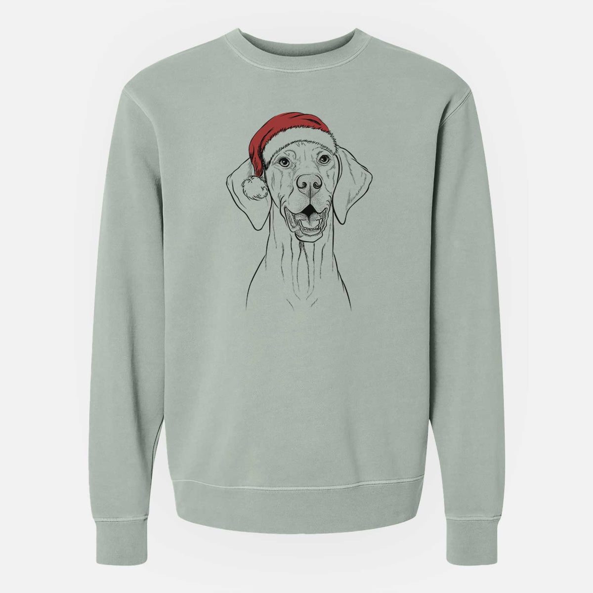 Santa Wesley the Vizsla - Unisex Pigment Dyed Crew Sweatshirt