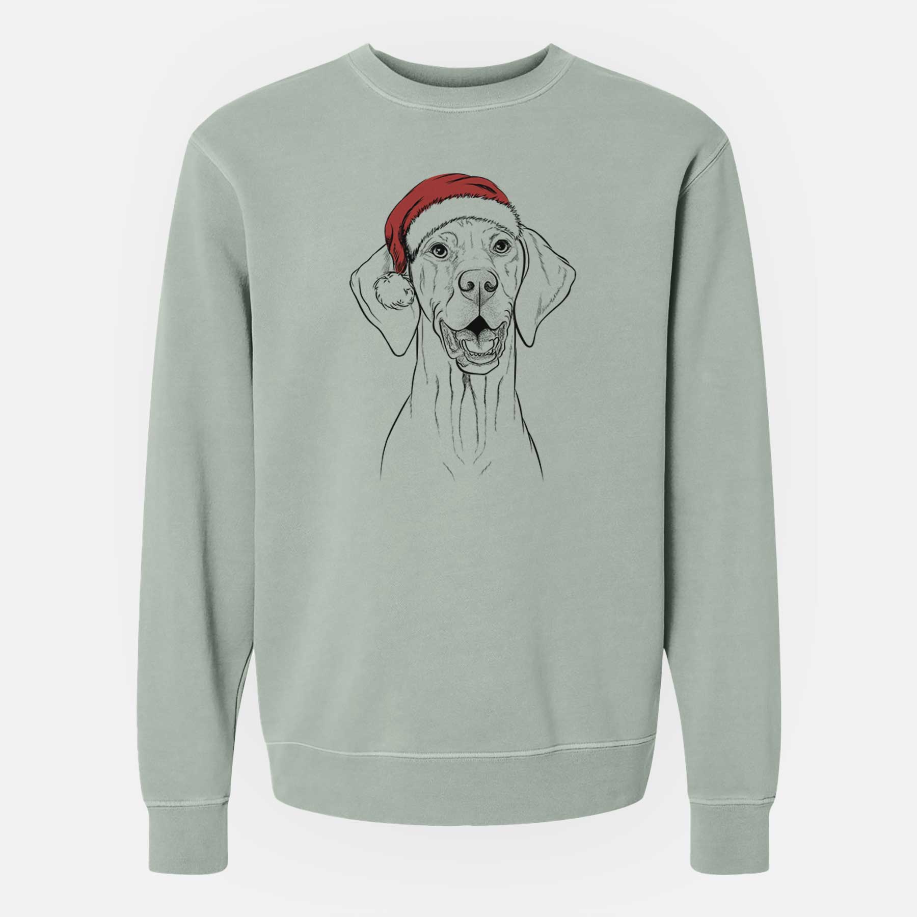 Santa Wesley the Vizsla - Unisex Pigment Dyed Crew Sweatshirt