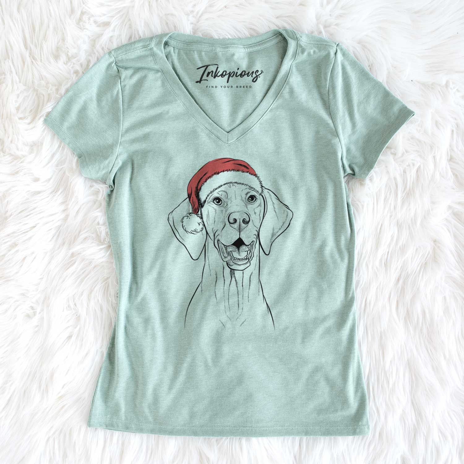 Santa Wesley the Vizsla - Women's V-neck Shirt