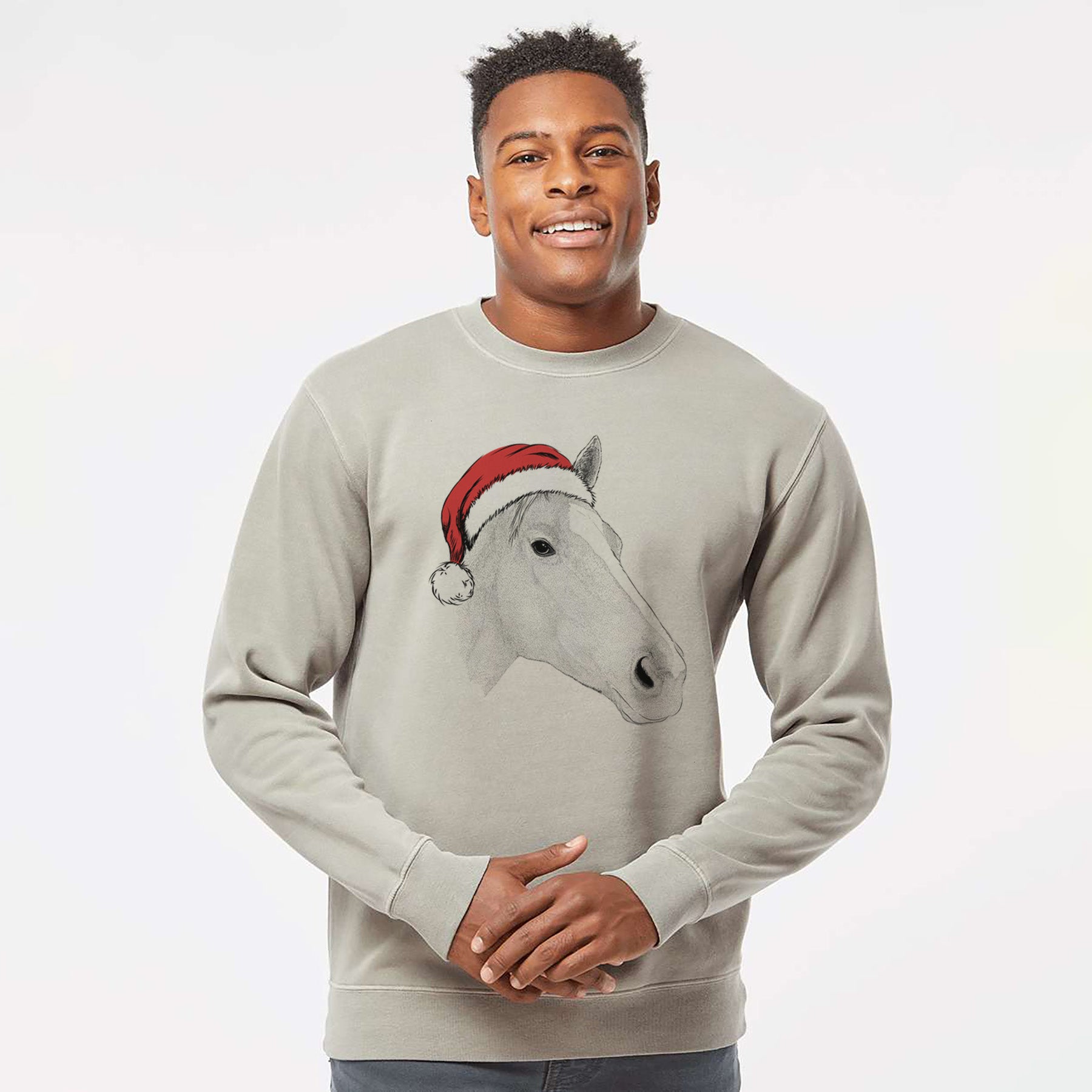 Santa Westley the Horse - Unisex Pigment Dyed Crew Sweatshirt