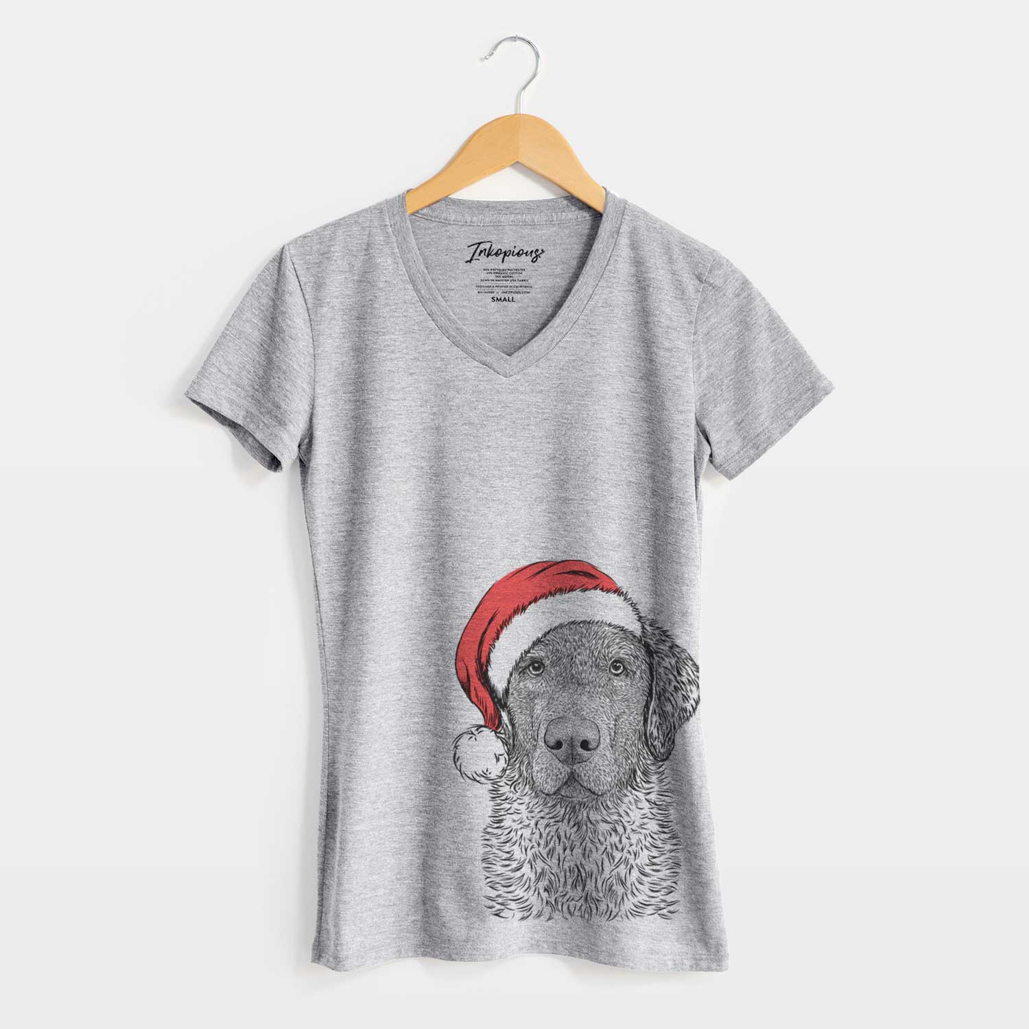 Santa Whiskey the Chocolate Lab - Women's V-neck Shirt