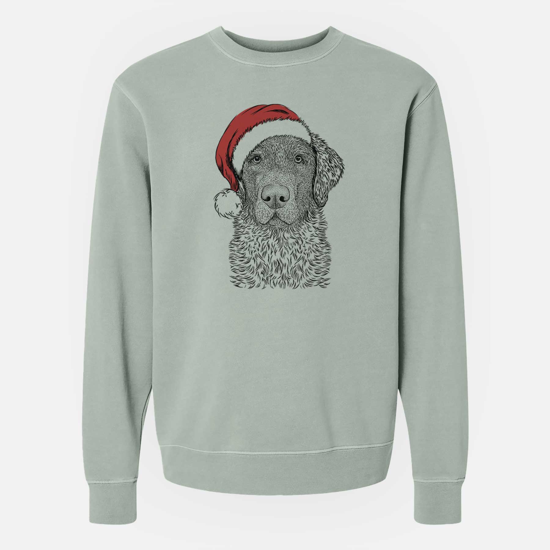 Santa Whiskey the Chocolate Lab - Unisex Pigment Dyed Crew Sweatshirt