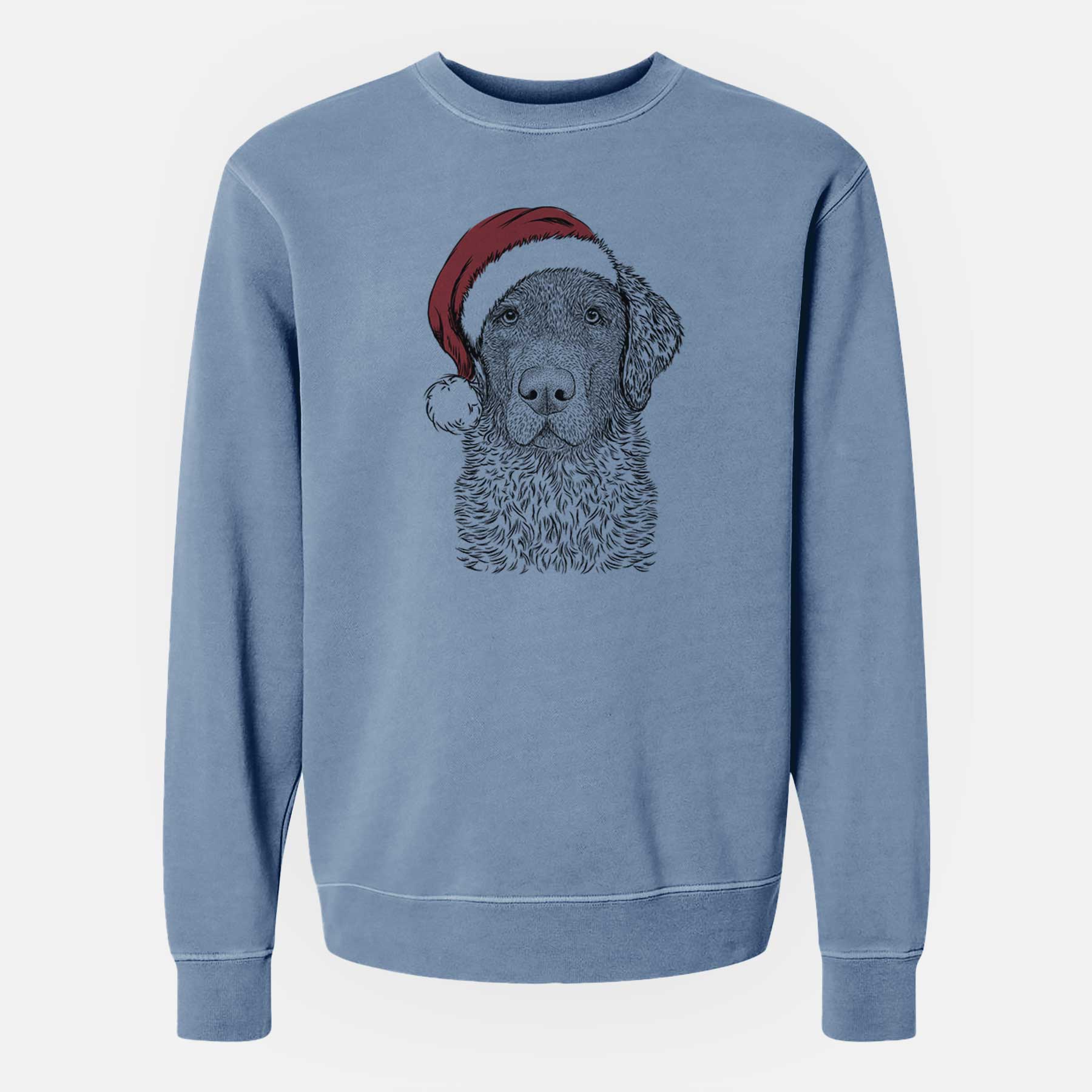 Santa Whiskey the Chocolate Lab - Unisex Pigment Dyed Crew Sweatshirt