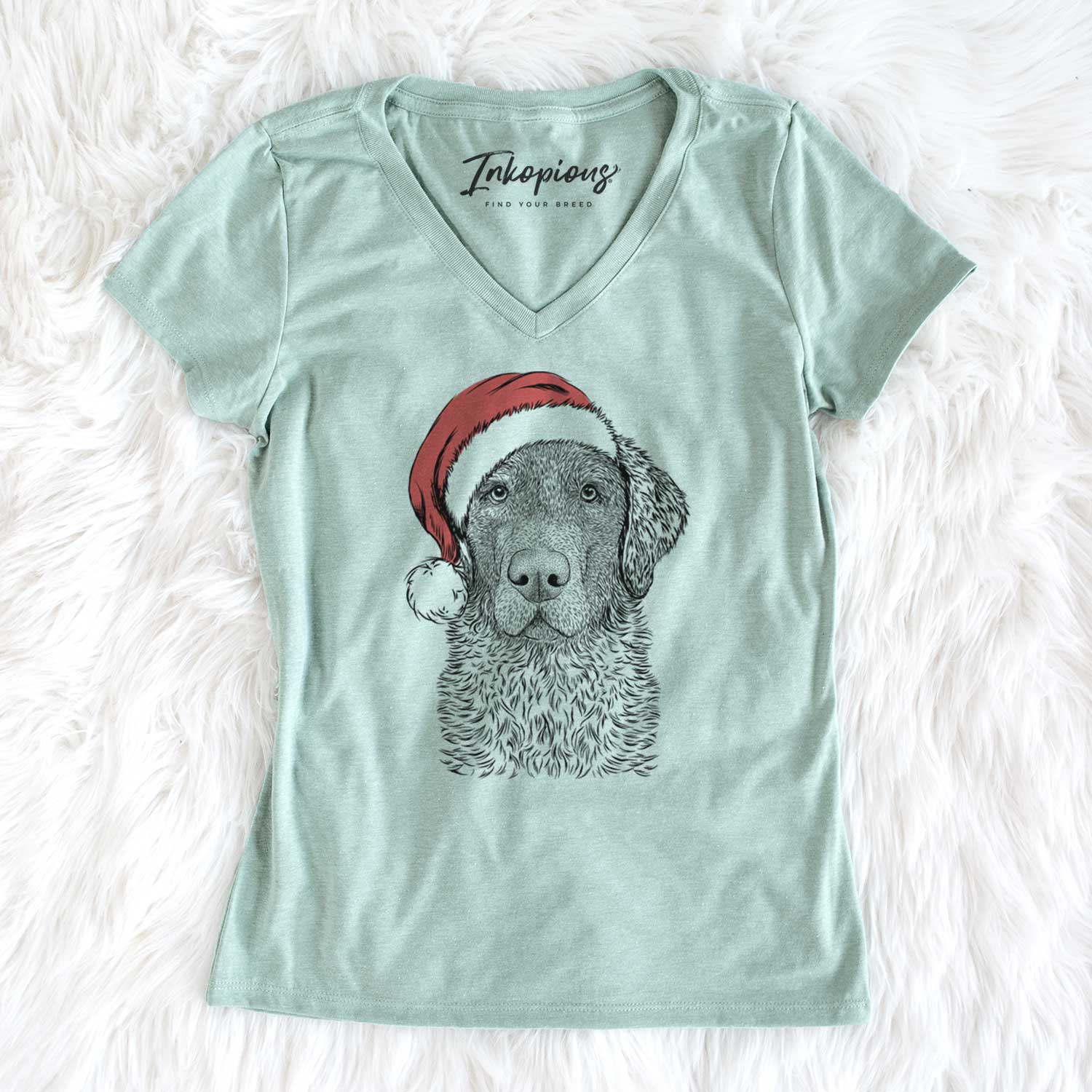 Santa Whiskey the Chocolate Lab - Women's V-neck Shirt