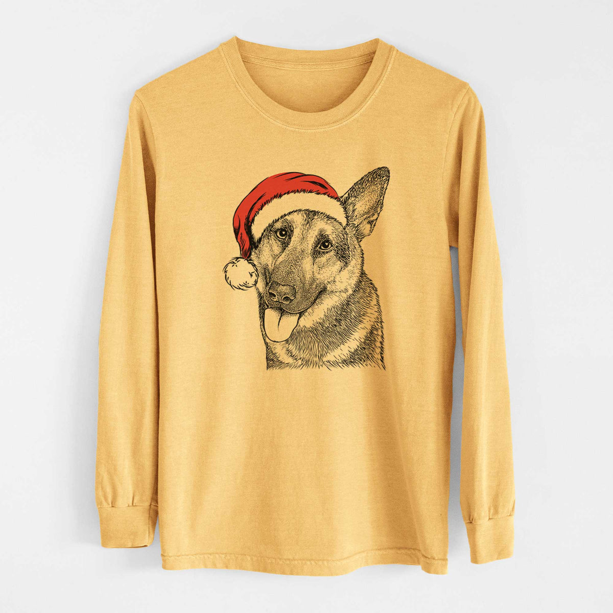 Santa Whitaker the German Shepherd - Heavyweight 100% Cotton Long Sleeve