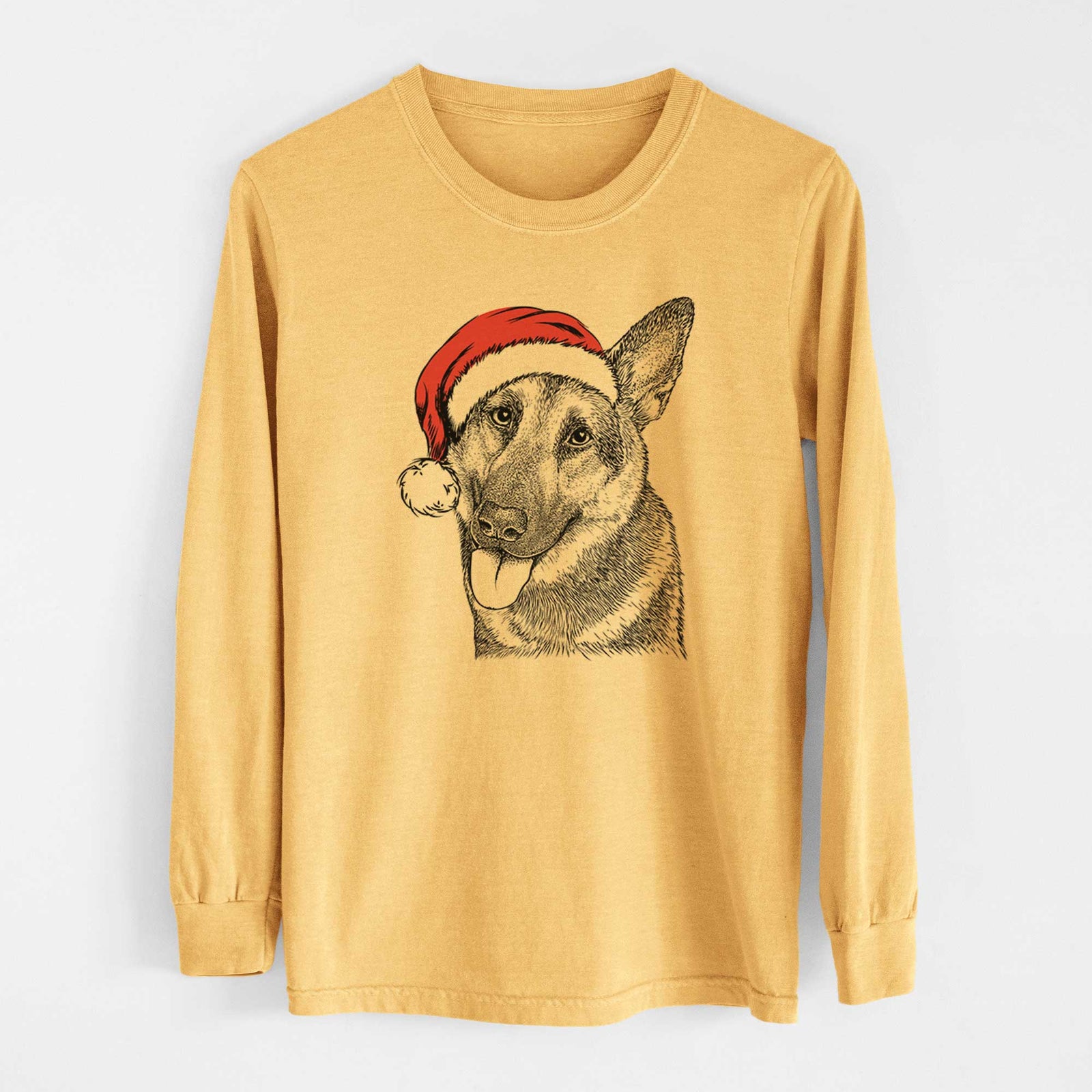 Santa Whitaker the German Shepherd - Heavyweight 100% Cotton Long Sleeve