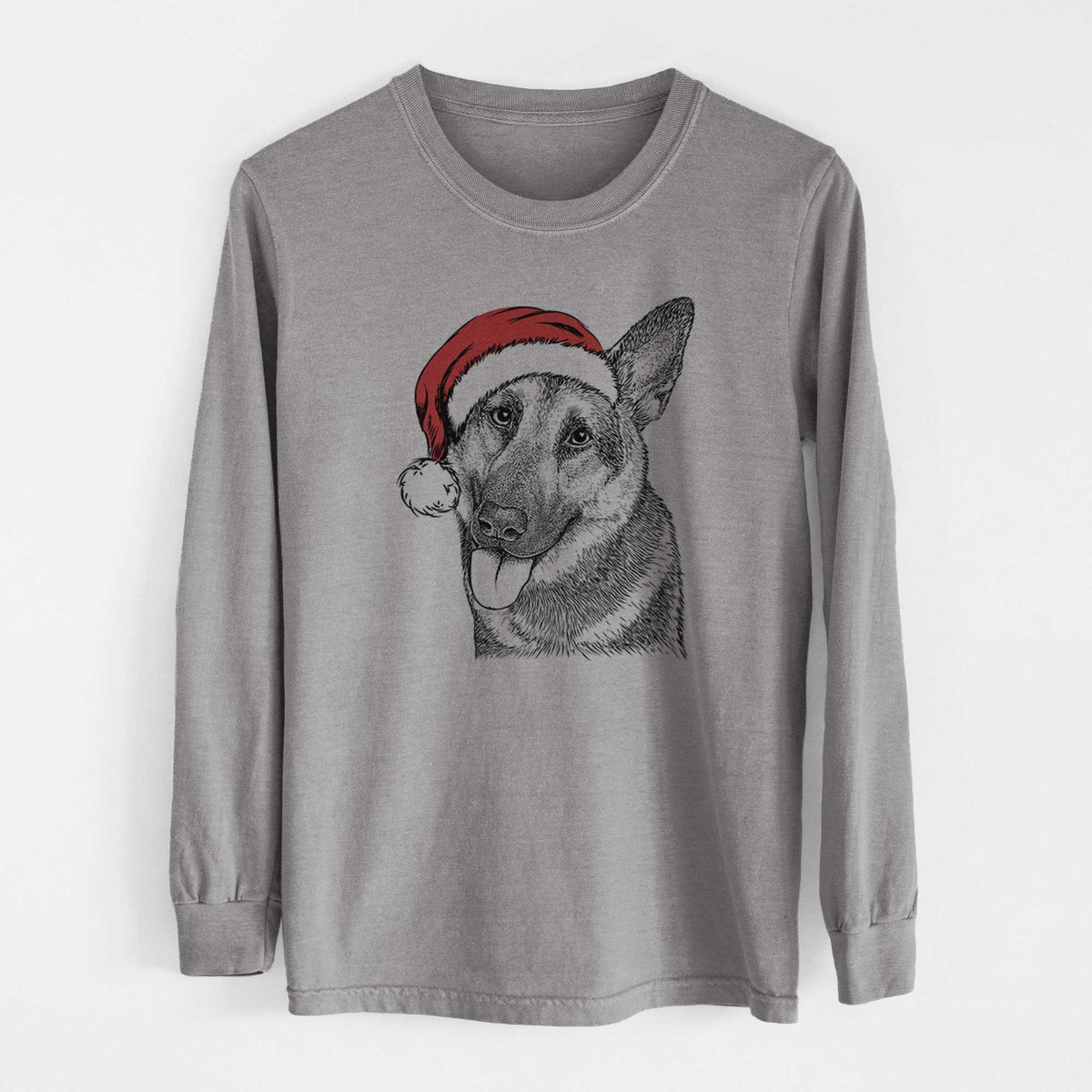 Santa Whitaker the German Shepherd - Heavyweight 100% Cotton Long Sleeve