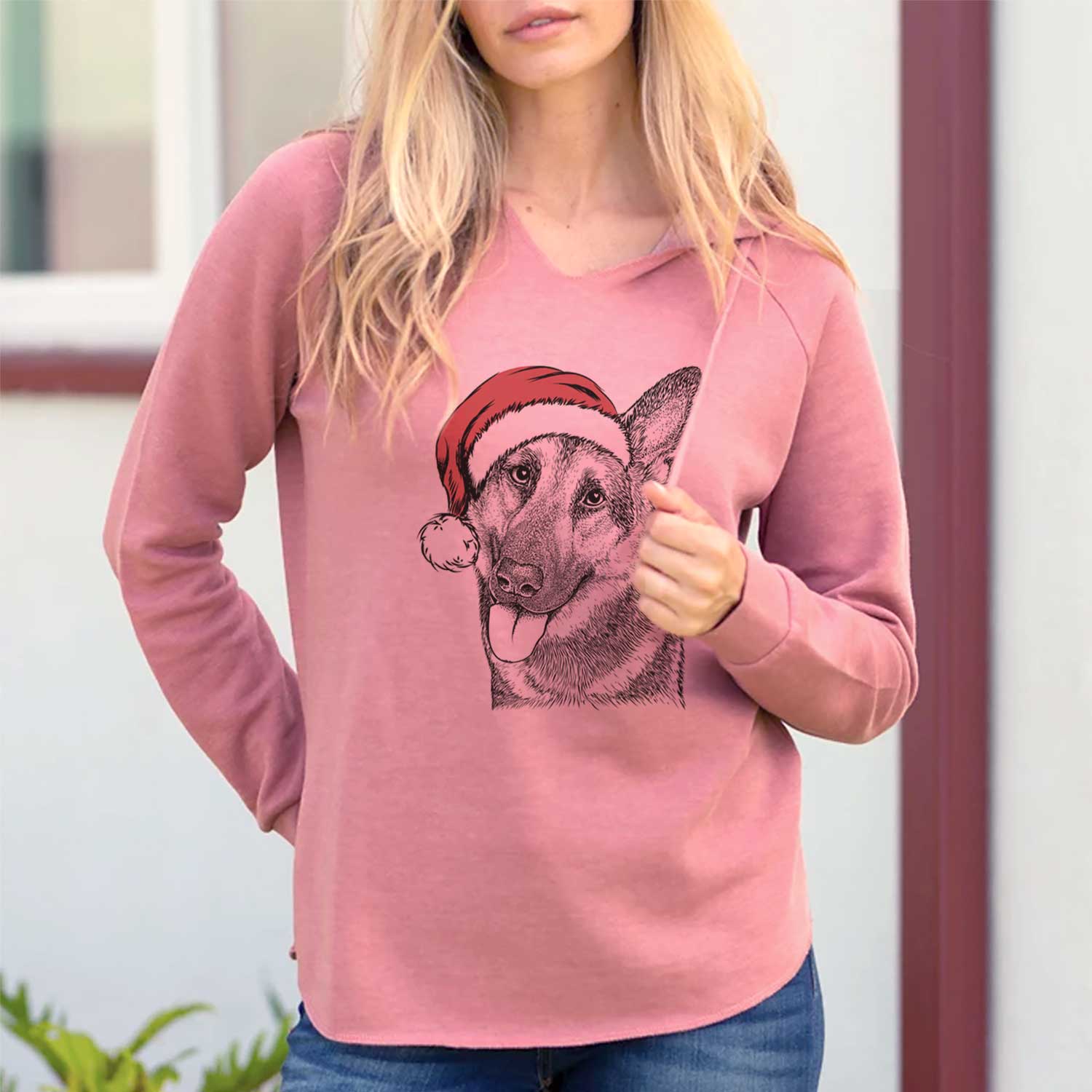 Santa Whitaker the German Shepherd - Cali Wave Hooded Sweatshirt