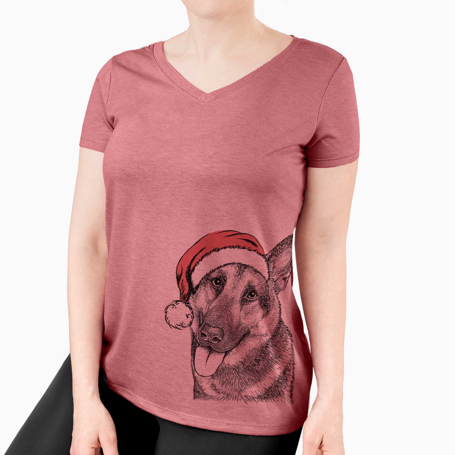 Santa Whitaker the German Shepherd - Women's V-neck Shirt