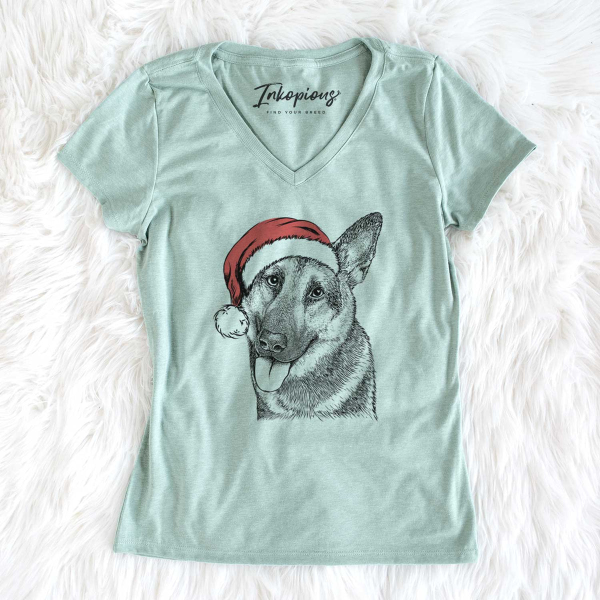 Santa Whitaker the German Shepherd - Women's V-neck Shirt