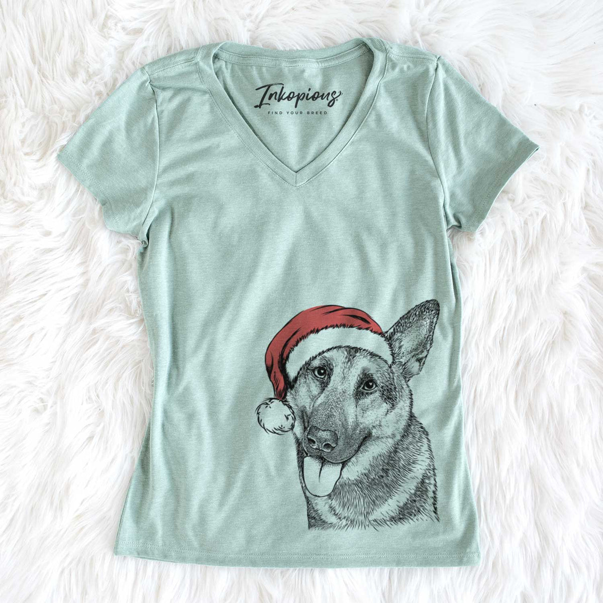 Santa Whitaker the German Shepherd - Women's V-neck Shirt