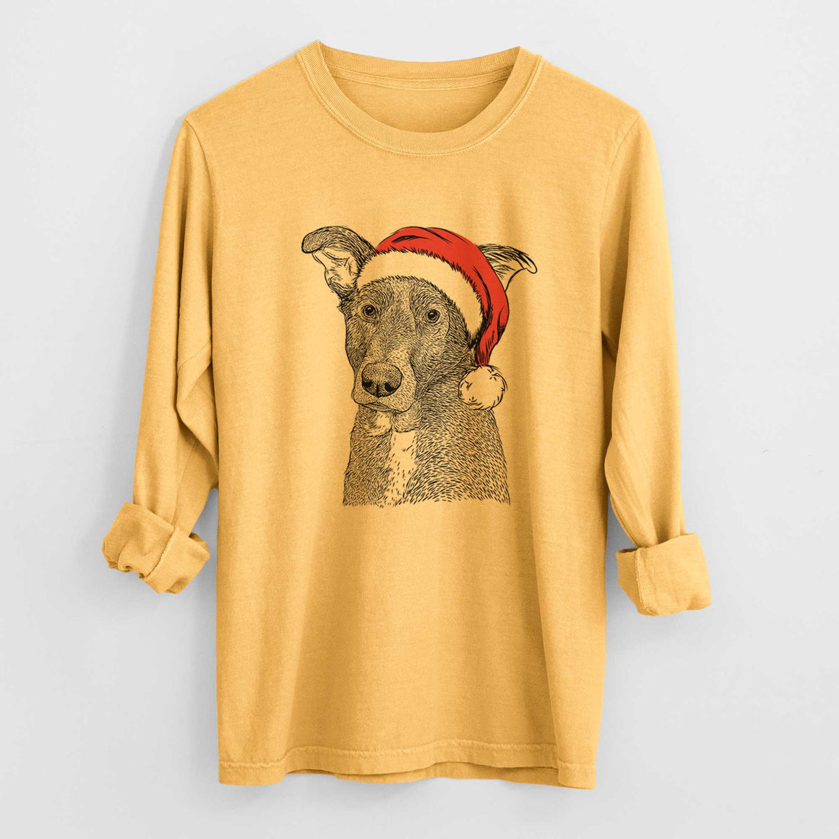 Santa Wilbur the Shepherd Mix - Heavyweight 100% Cotton Long Sleeve