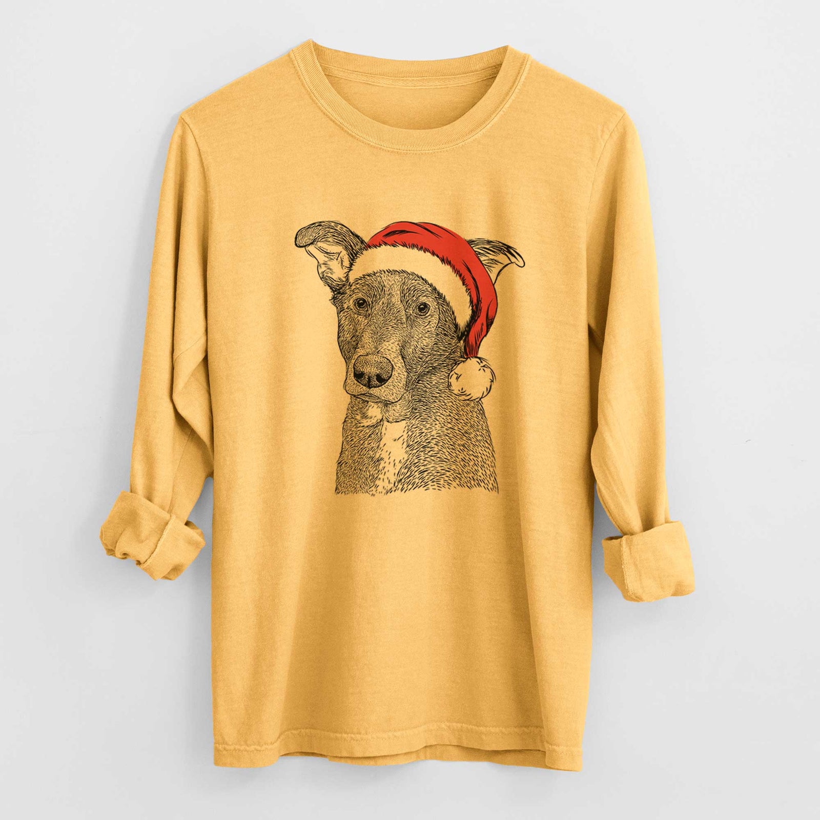 Santa Wilbur the Shepherd Mix - Heavyweight 100% Cotton Long Sleeve