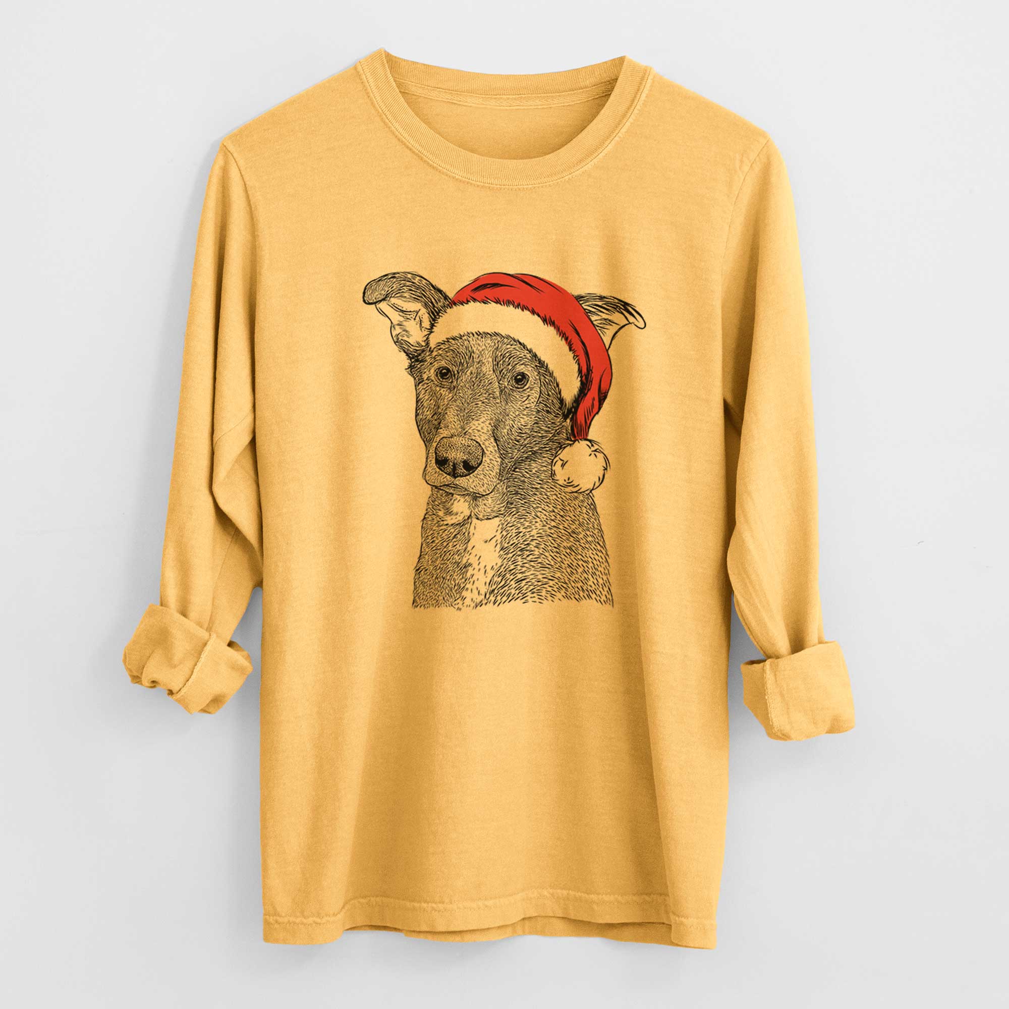 Santa Wilbur the Shepherd Mix - Heavyweight 100% Cotton Long Sleeve