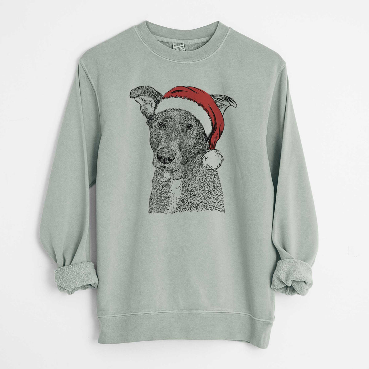 Santa Wilbur the Shepherd Mix - Unisex Pigment Dyed Crew Sweatshirt