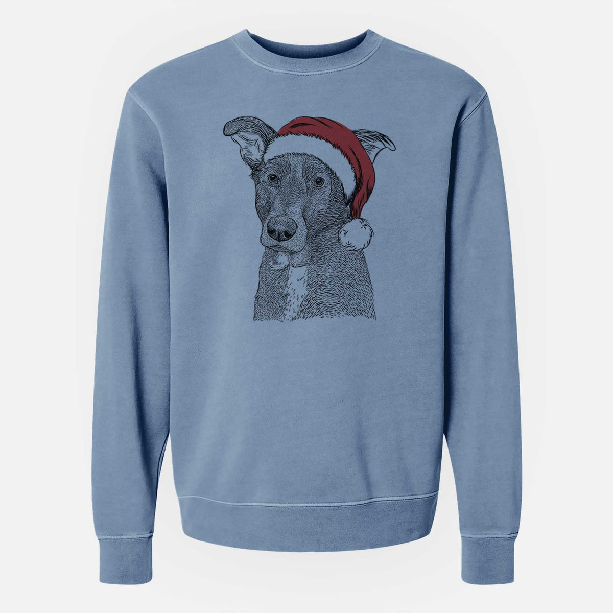 Santa Wilbur the Shepherd Mix - Unisex Pigment Dyed Crew Sweatshirt