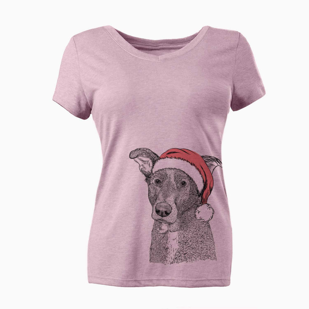 Santa Wilbur the Shepherd Mix - Women's V-neck Shirt
