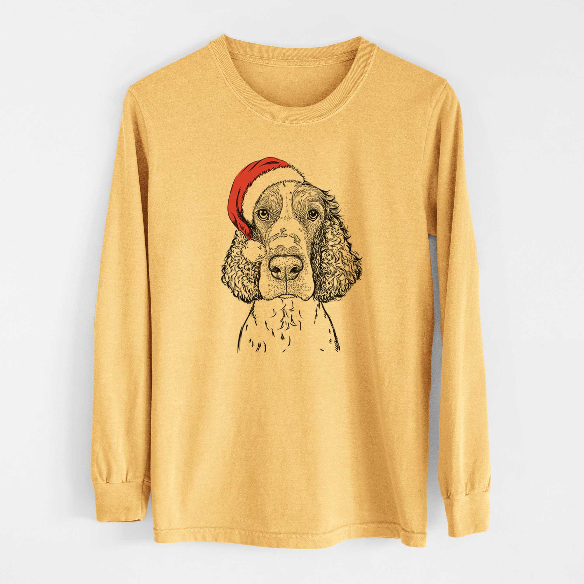Santa Wilbur the English Springer Spaniel - Heavyweight 100% Cotton Long Sleeve