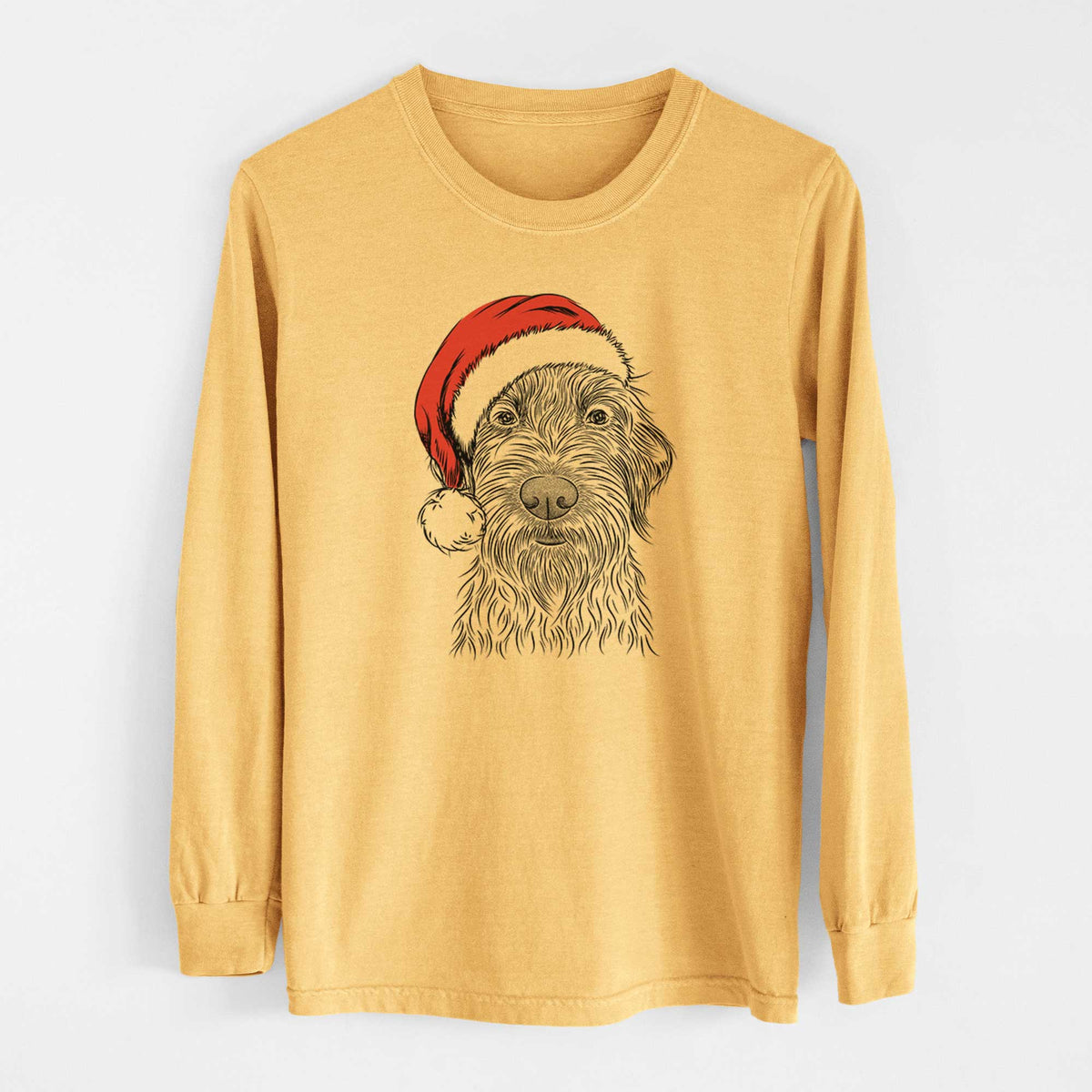 Santa Wilkins the Wirehaired Pointing Griffon - Heavyweight 100% Cotton Long Sleeve