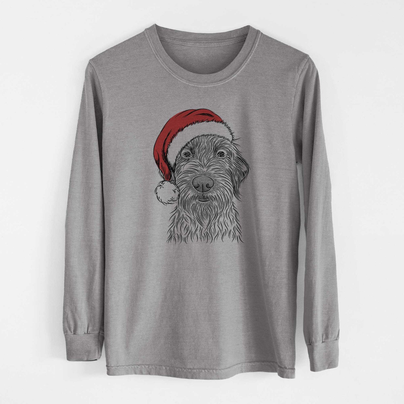 Santa Wilkins the Wirehaired Pointing Griffon - Heavyweight 100% Cotton Long Sleeve