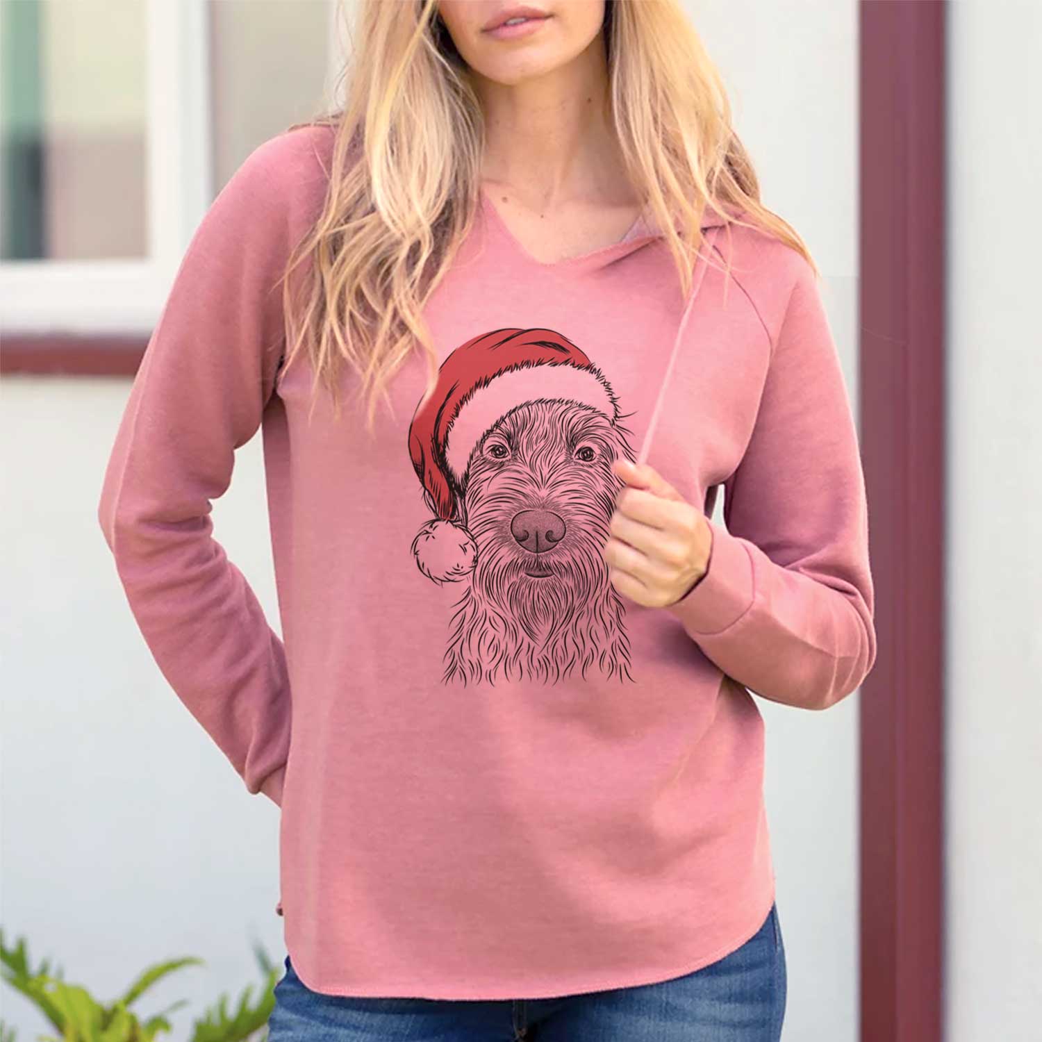 Santa Wilkins the Wirehaired Pointing Griffon - Cali Wave Hooded Sweatshirt