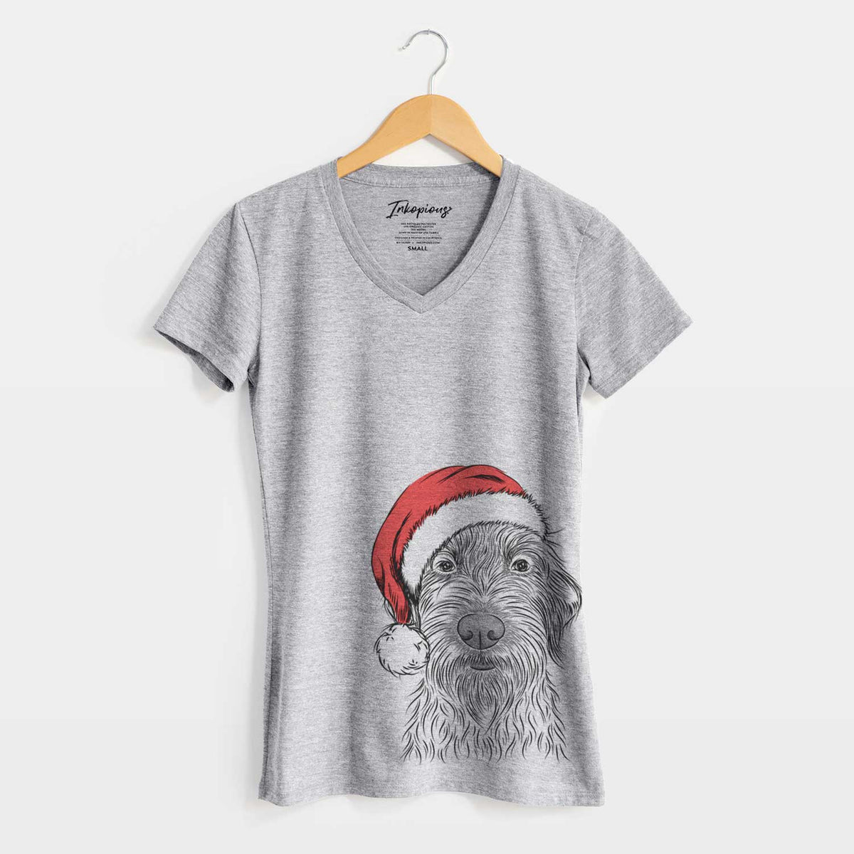 Santa Wilkins the Wirehaired Pointing Griffon - Women's V-neck Shirt