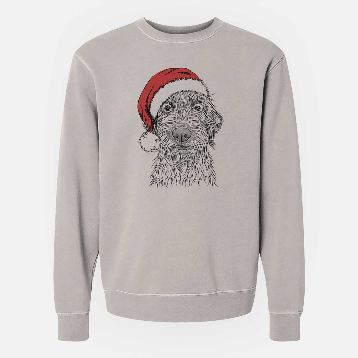 Santa Wilkins the Wirehaired Pointing Griffon - Unisex Pigment Dyed Crew Sweatshirt