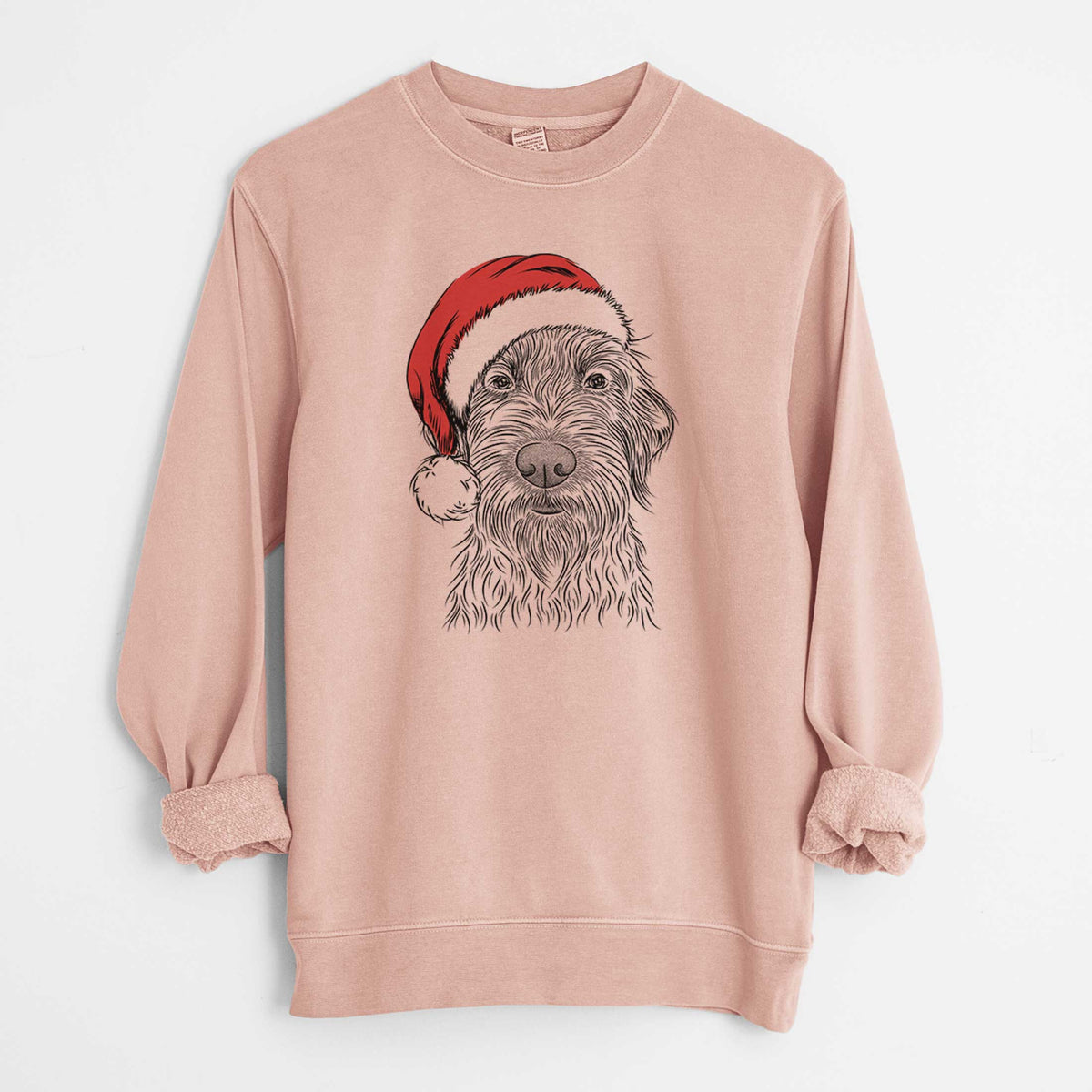 Santa Wilkins the Wirehaired Pointing Griffon - Unisex Pigment Dyed Crew Sweatshirt